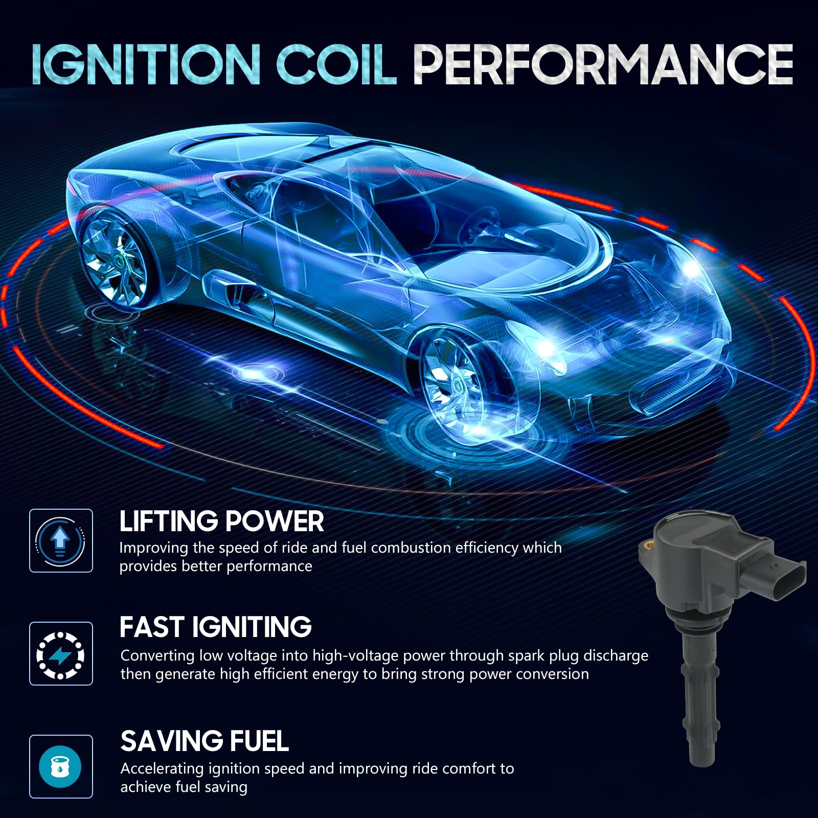 Hurotoms 6Pcs Ignition Coil Pack With 6Pcs Iridium Spark Plug Compatible With Dodge Sprinter 2500 3500 Mercedes-Benz C230 C280 C