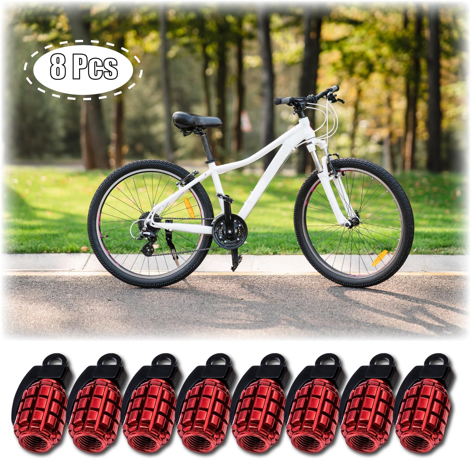 Meajoo 8Pcs Tire Valve Stem Caps, Stainless Steel Tire Valve Caps Wheel Valve Caps For Cars, Trucks, Suv, Motorcycles, Bicycles