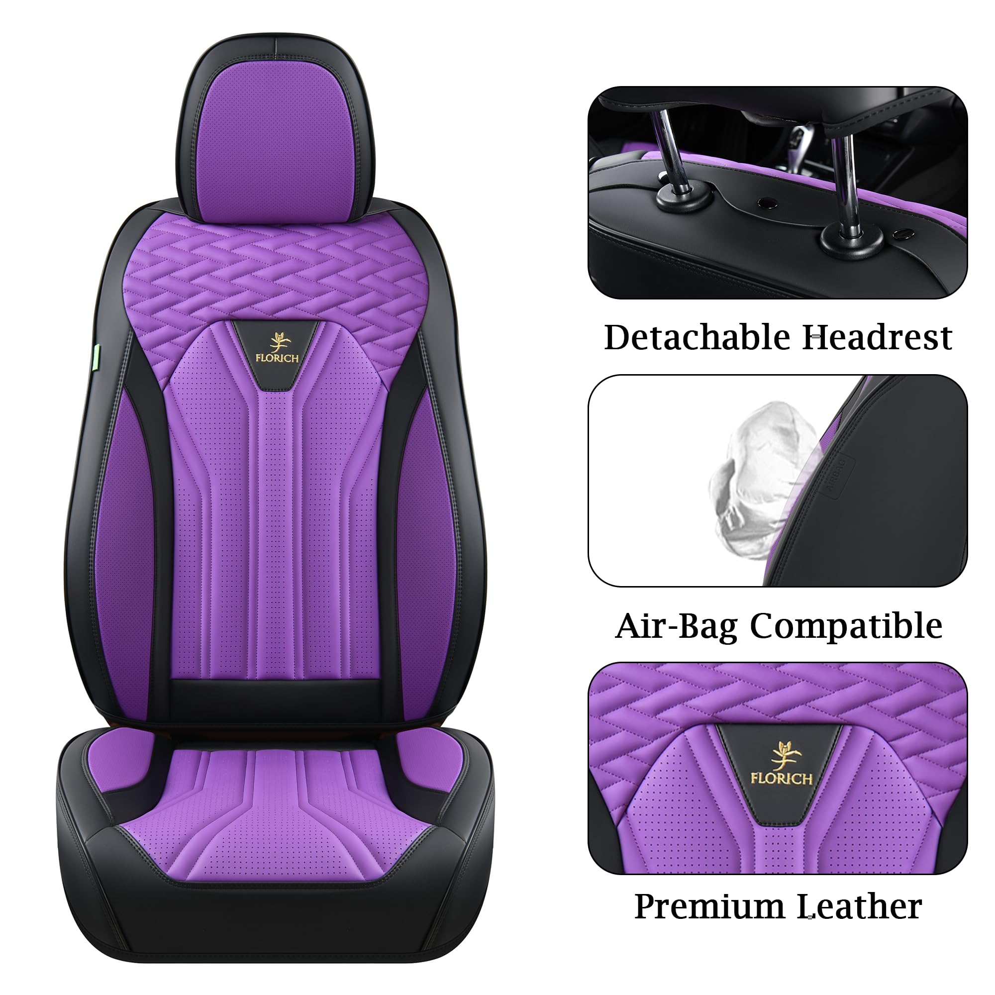 FLORICH Automotive Seat Covers, Seat Covers Full Set, Car Seat Protectors 5 Seats, Purple & Black Automotive Seat Covers Fit for