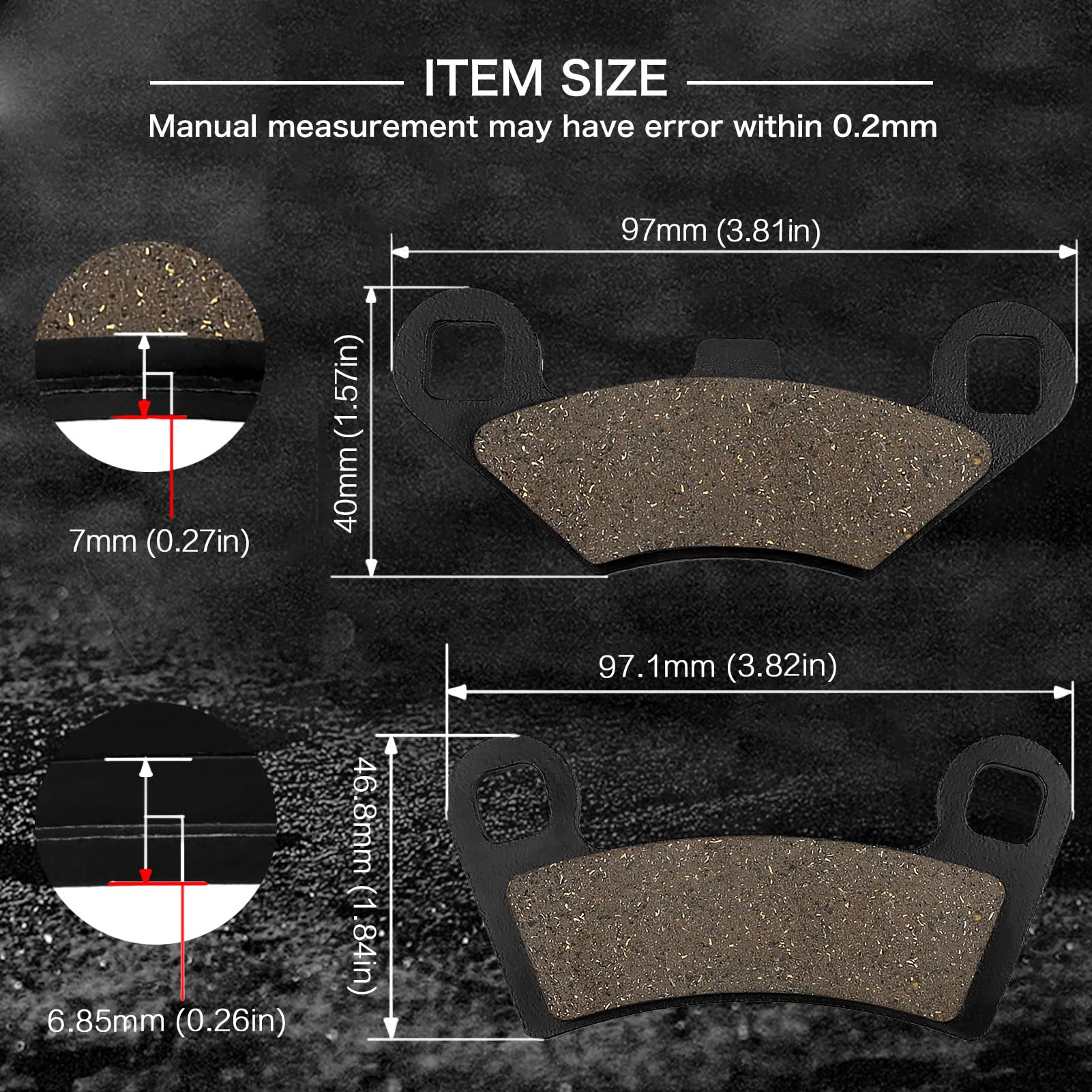 Brake Pads Front And Rear Compatible With Polaris Rzr 570 2012-2015 Rzr 800 2008-2014 Rzr S 800 800S 2009-2014
