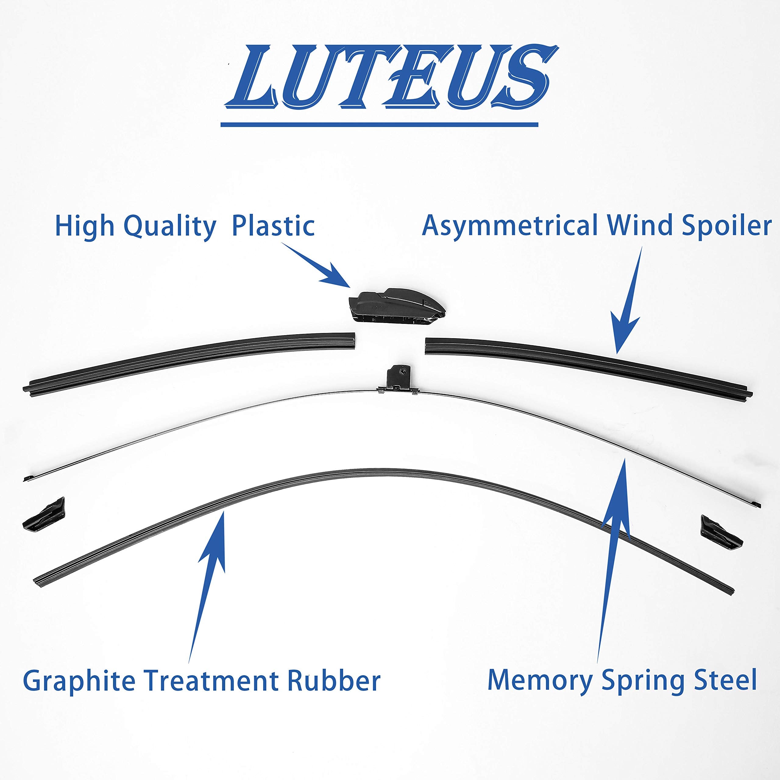 Windshield Wipers, 22' + 22'' Wiper Blades, Oem Quality, Luteus Premium All- Seasons For Replacement Windshield Wiper Blades (Set Of 2), With Extra 1Pc Premium Microfiber Towels