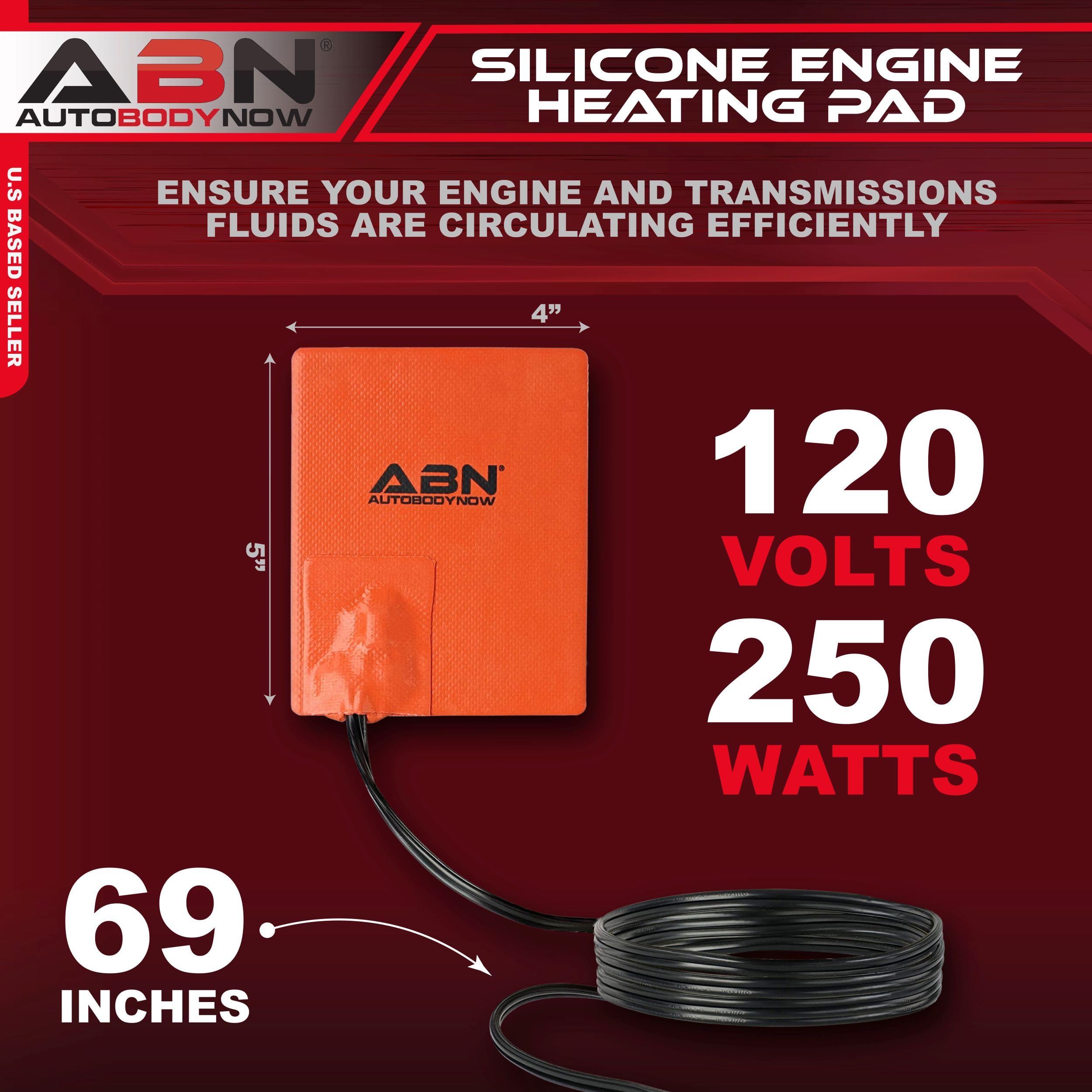 Abn Silicone Heater Pad Car Battery Heater Pad Engine Block Heater Pad Oil Pan Heater Pad, 4X5 Inch - 120V 250 Watt