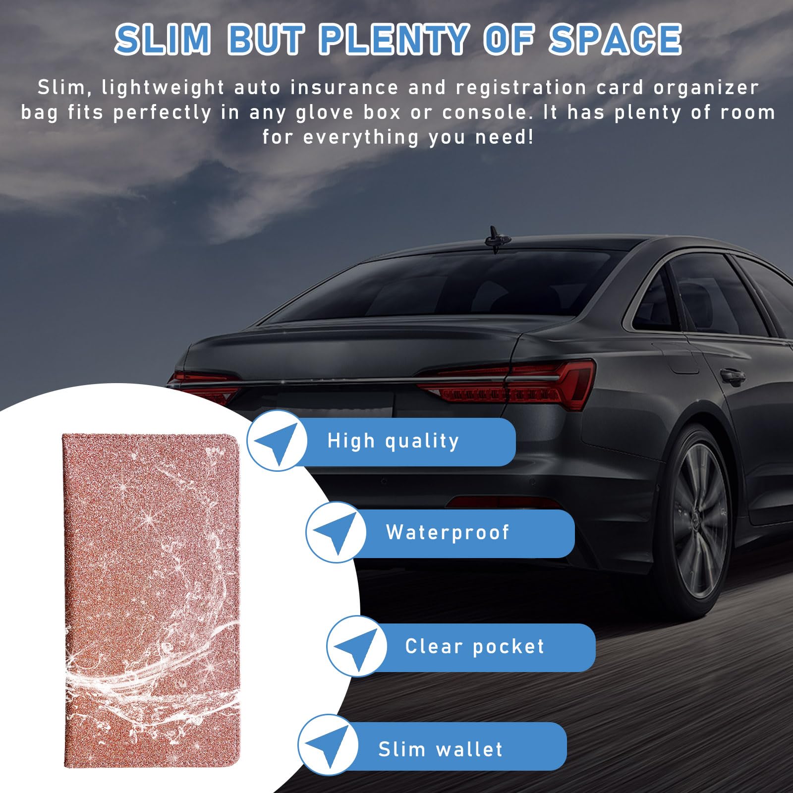 Ziciner Car Registration And Insurance Holder, Auto Card Document Glove Box Organizer With Magnetic Closure, Universal Vehicle I