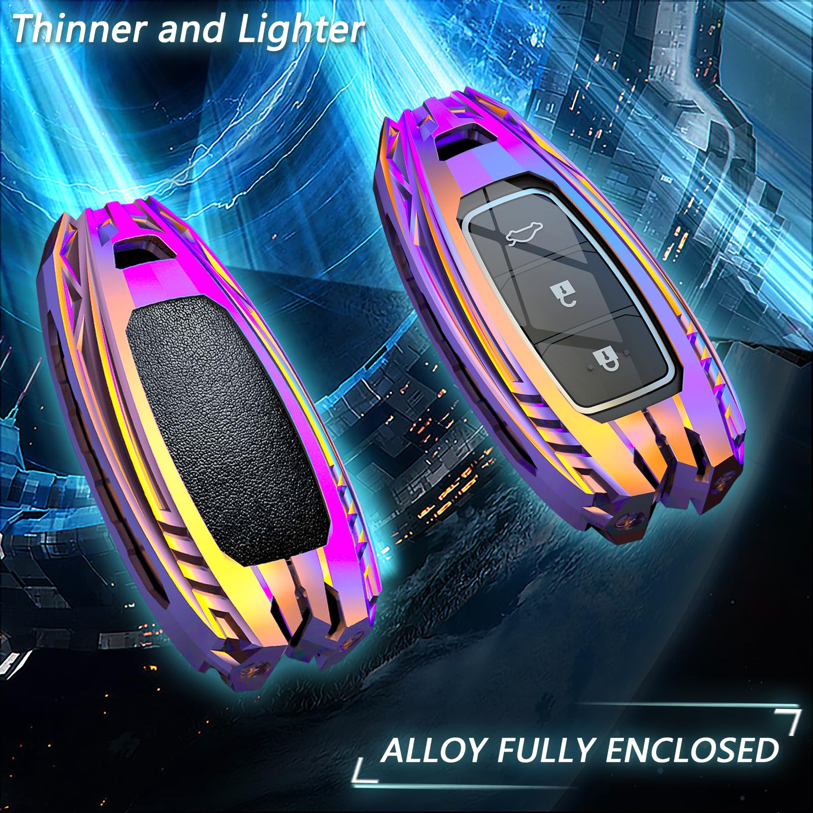 Ocezbiis For Hyundai Key Fob Cover,Keychain,Zinc Alloy Protection Car Key Shell Case Compatible With Hyundai Smart Remote Keyles