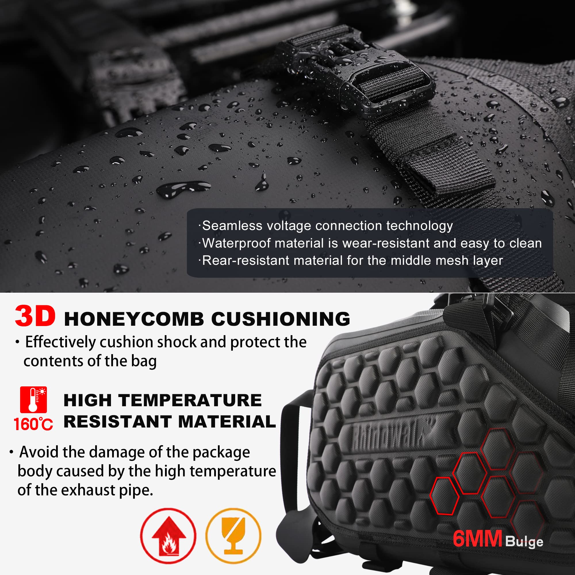 Rhinowalk Motorcycle Saddle bags, Waterproof motorcycle saddlebags, shoulder bag 28L(14L*2), for most Adventure and Sport Motorc