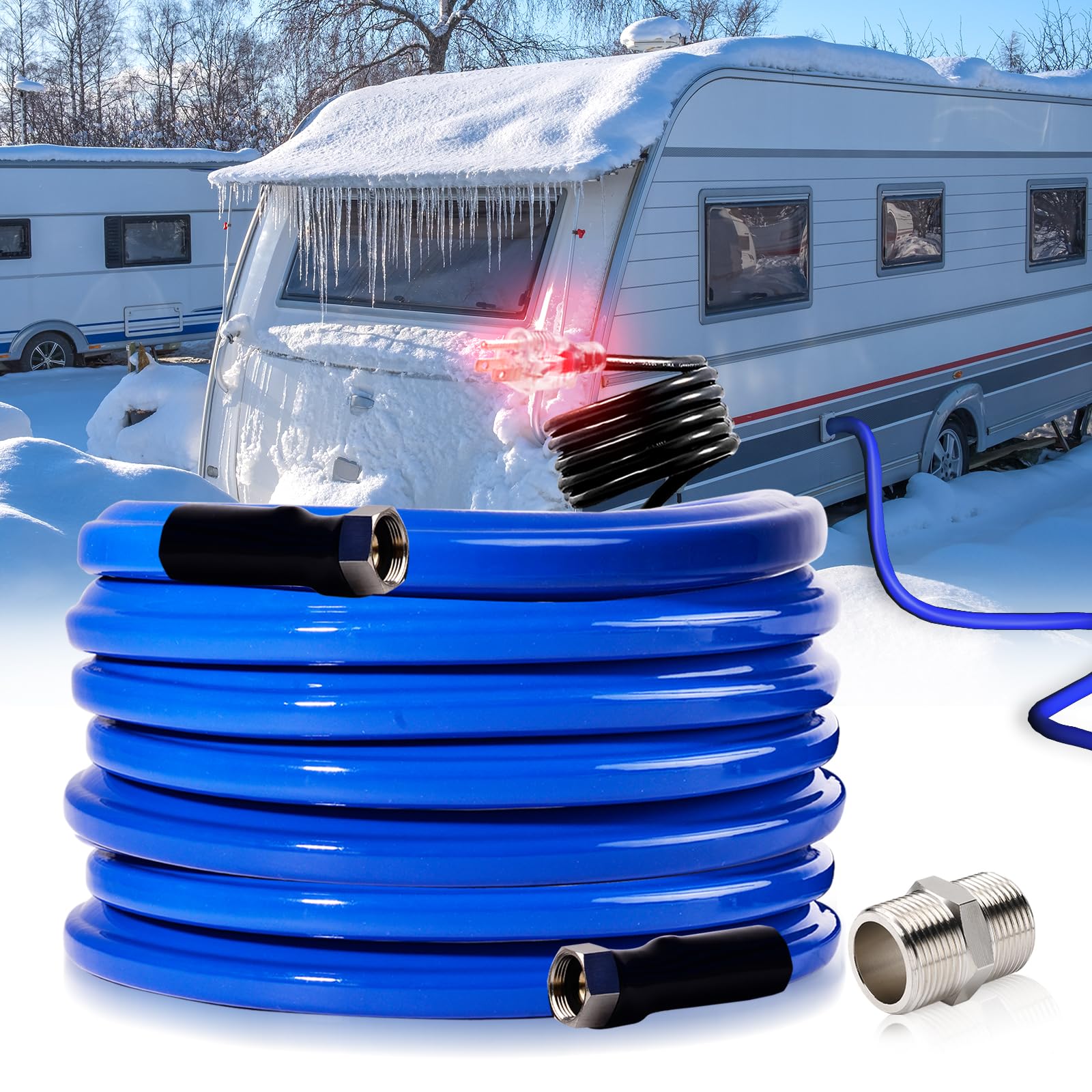 Yurnomy 50FT Heated Water Hose for RV,Rv Heating Water Hose,-45 ? Antifreeze Heated Drinking Garden Water Pipe,Rv Accessories fo