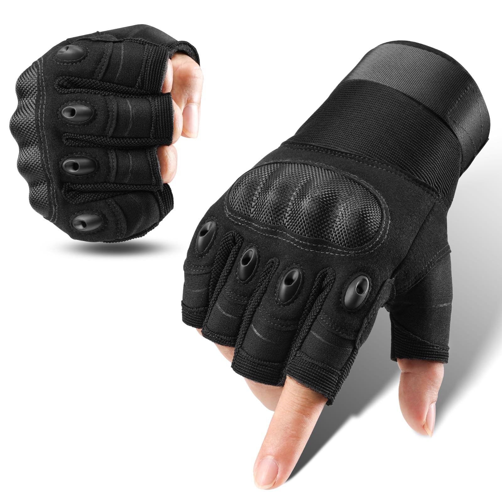 Cierto Motorcycle Gloves For Men And Women: Fingerless Tactical Gloves With Adjustable Wrist For Outdoor Riding, Road Racing, Cy