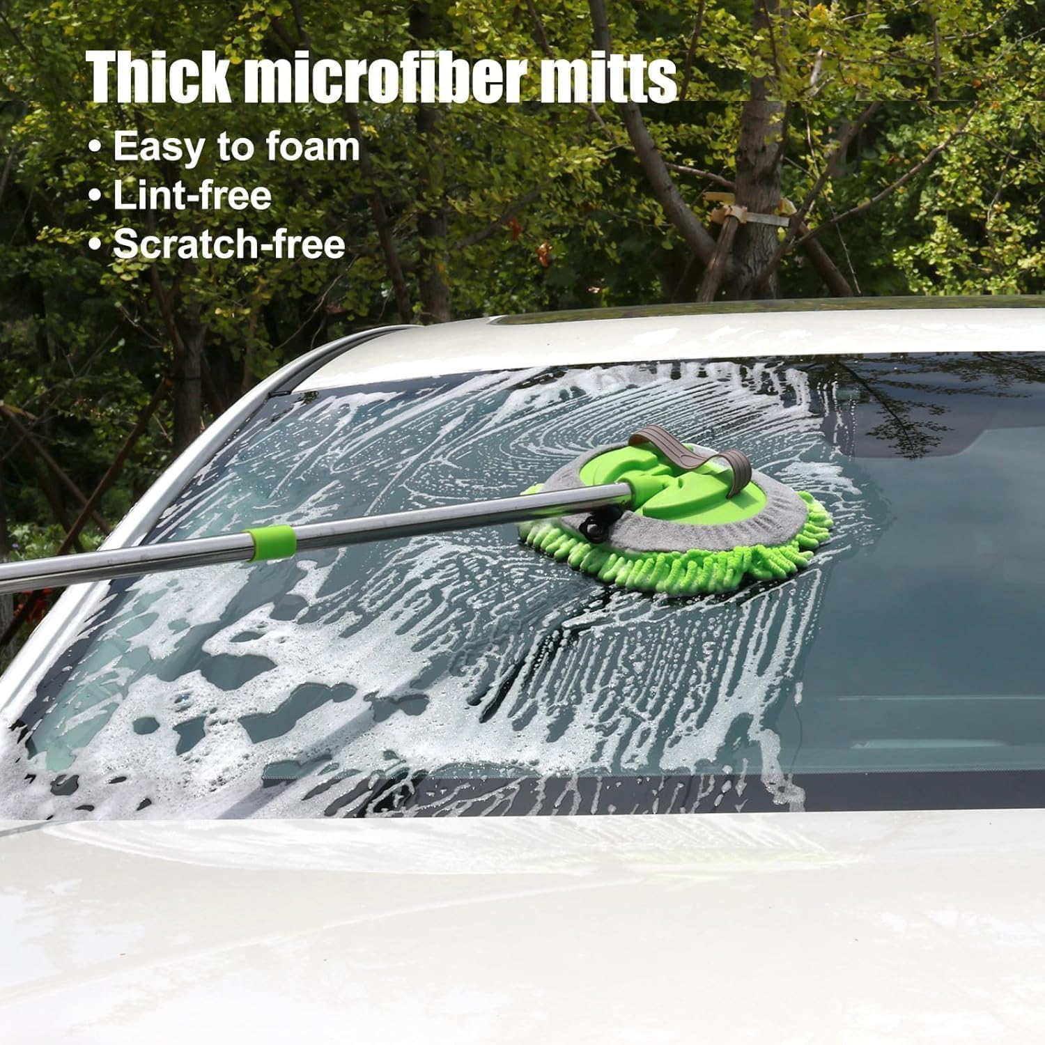 62'' Microfiber Car Wash Brush Mop Kit Sponge With Long Handle, Chenille Car Cleaning Brush Supplies For Car Rv Suv Truck Boat B