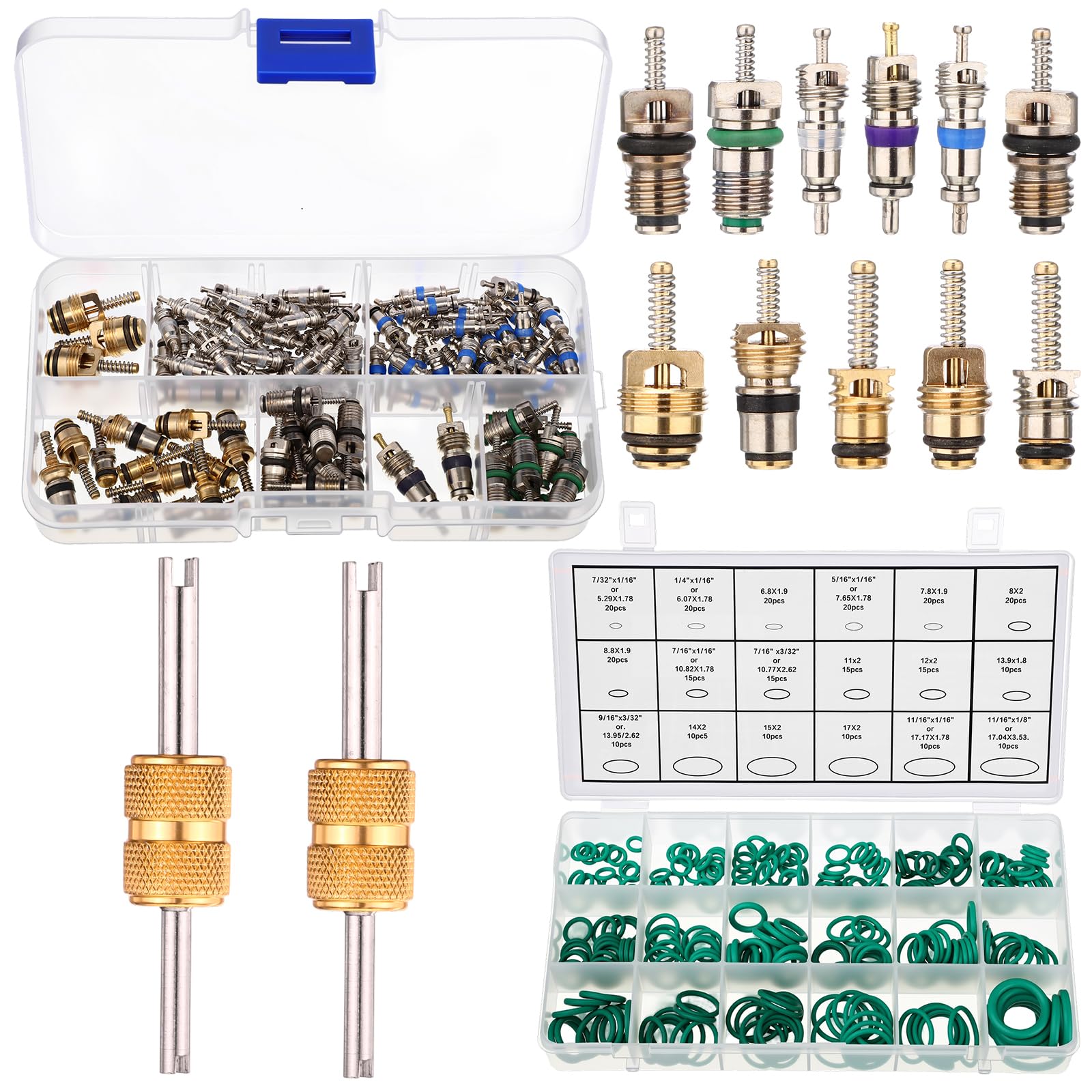 Threlaco 382 Pcs Air Conditioning Schrader Valve Cores for Car Home A/C Accessories R12 R134a Refrigeration Tire Valve Stem Core