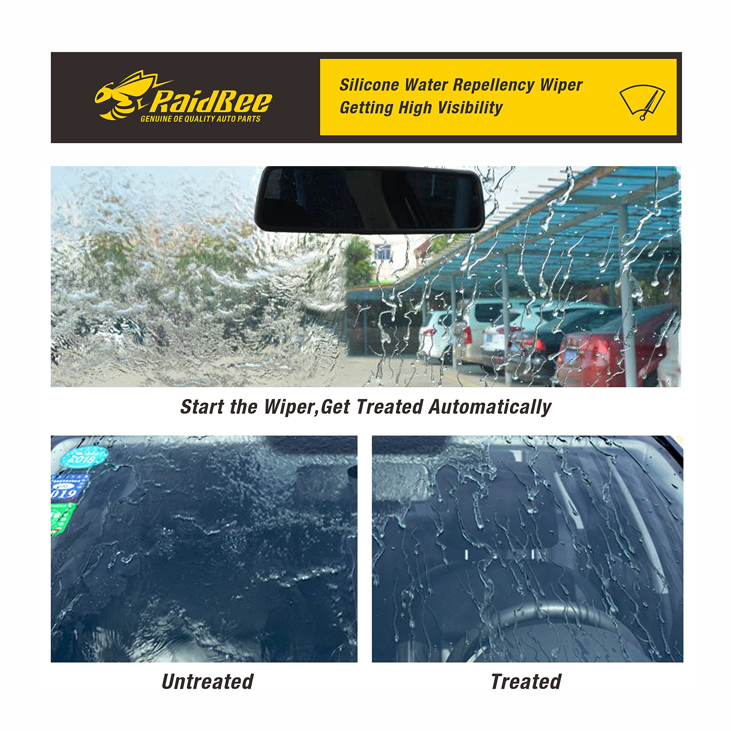 Raidbee Silicone Wiper Blade,3 Set Silicone Quiet Windshield Wiper Blades Automotive Replacement For 2015-2021 Chevrolet Chevy T