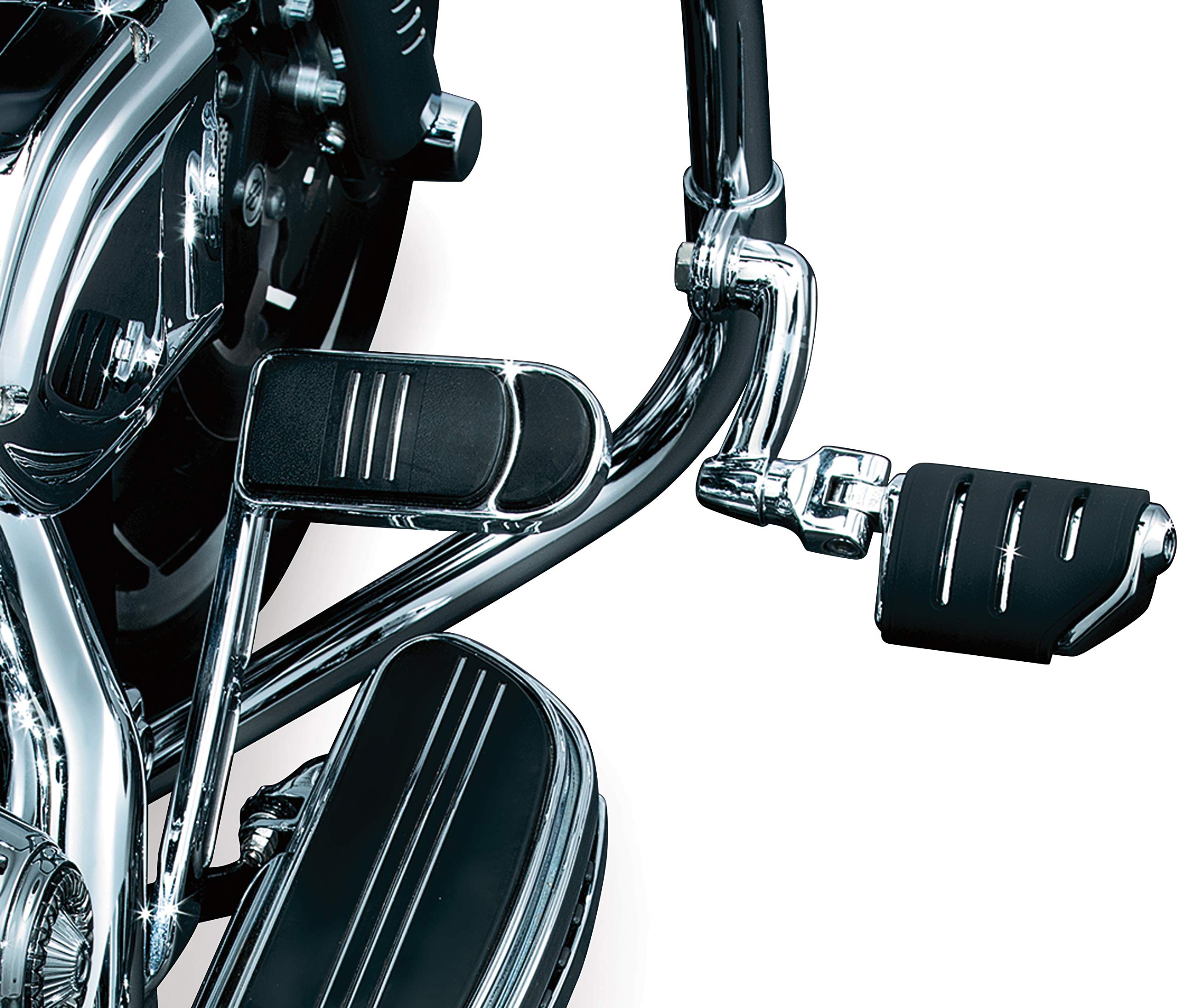 Kuryakyn 7555 Motorcycle Foot Controls: Longhorn Offset Trident Dually Highway Pegs With Magnum Quick Clamps For 1-1/4'' Engine