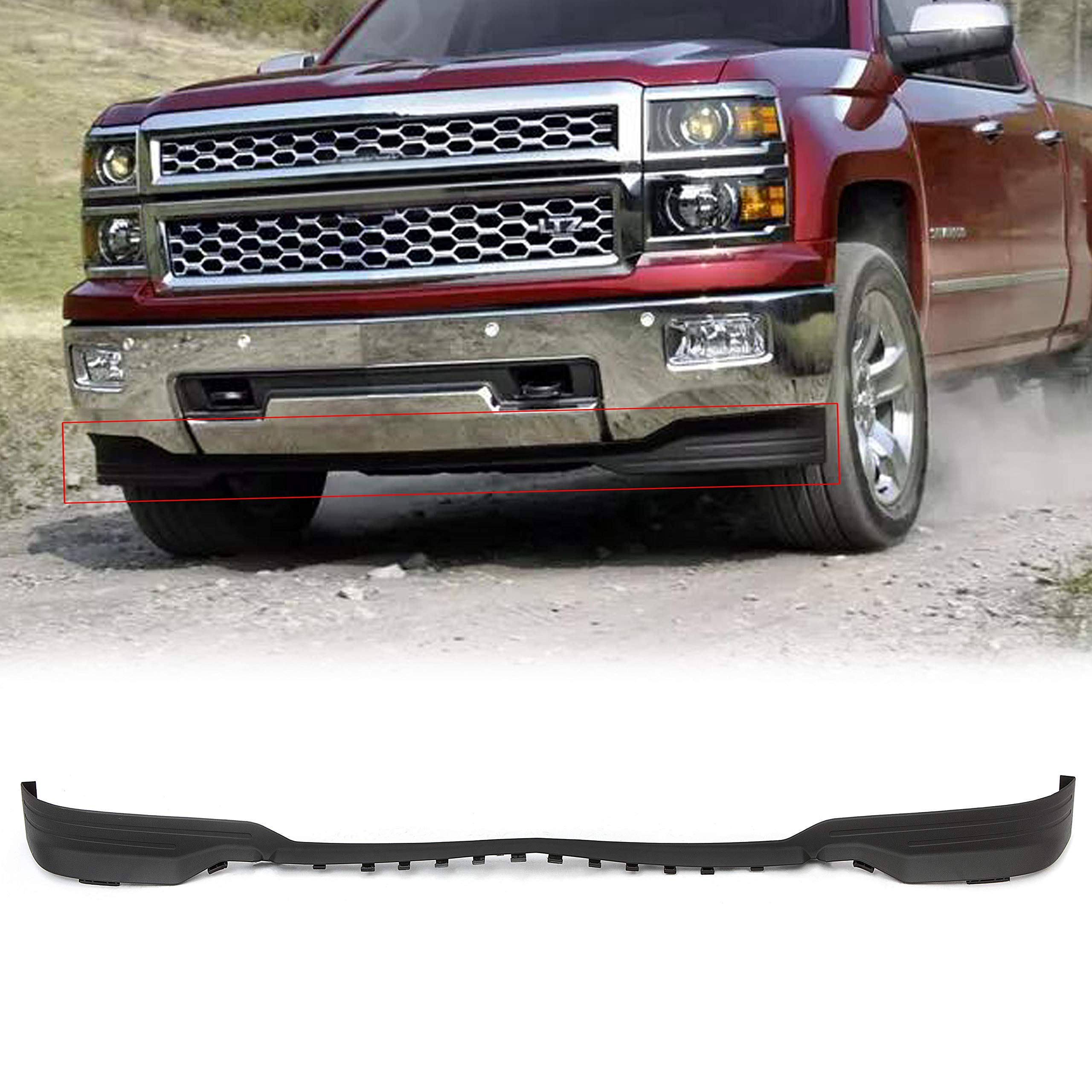 ECOTRIC Front Lower Valance Panel Apron Compatible with 2014 2015 Silverado 1500 Air Dam Bumper Deflector Replace for GM1092242 