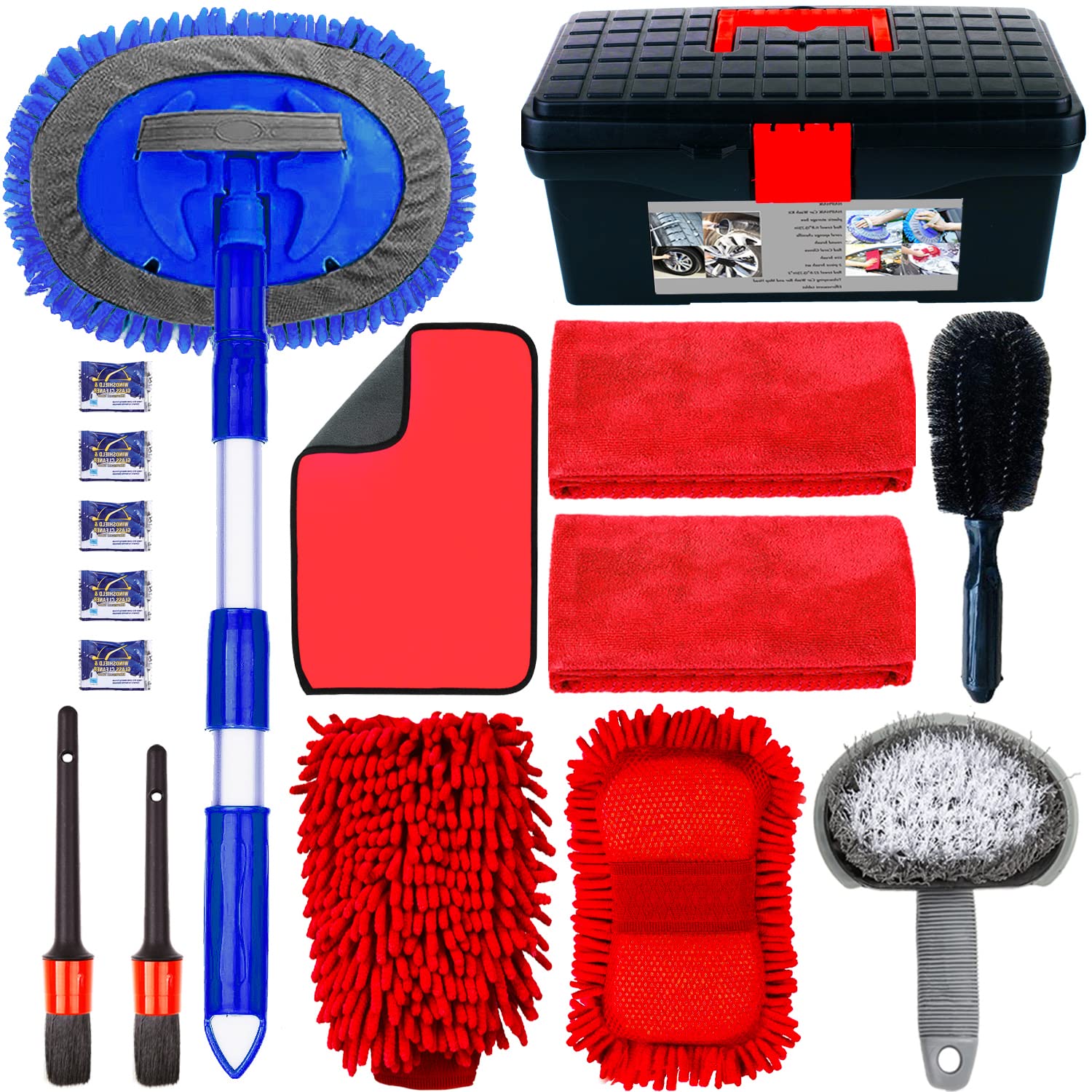 Lianxin Car Wash Kit - Car Cleaning Kit Car Wash Cleaning Tools Kit With Car Wash Brush With Long Handle,Car Wash Mop,Microfiber