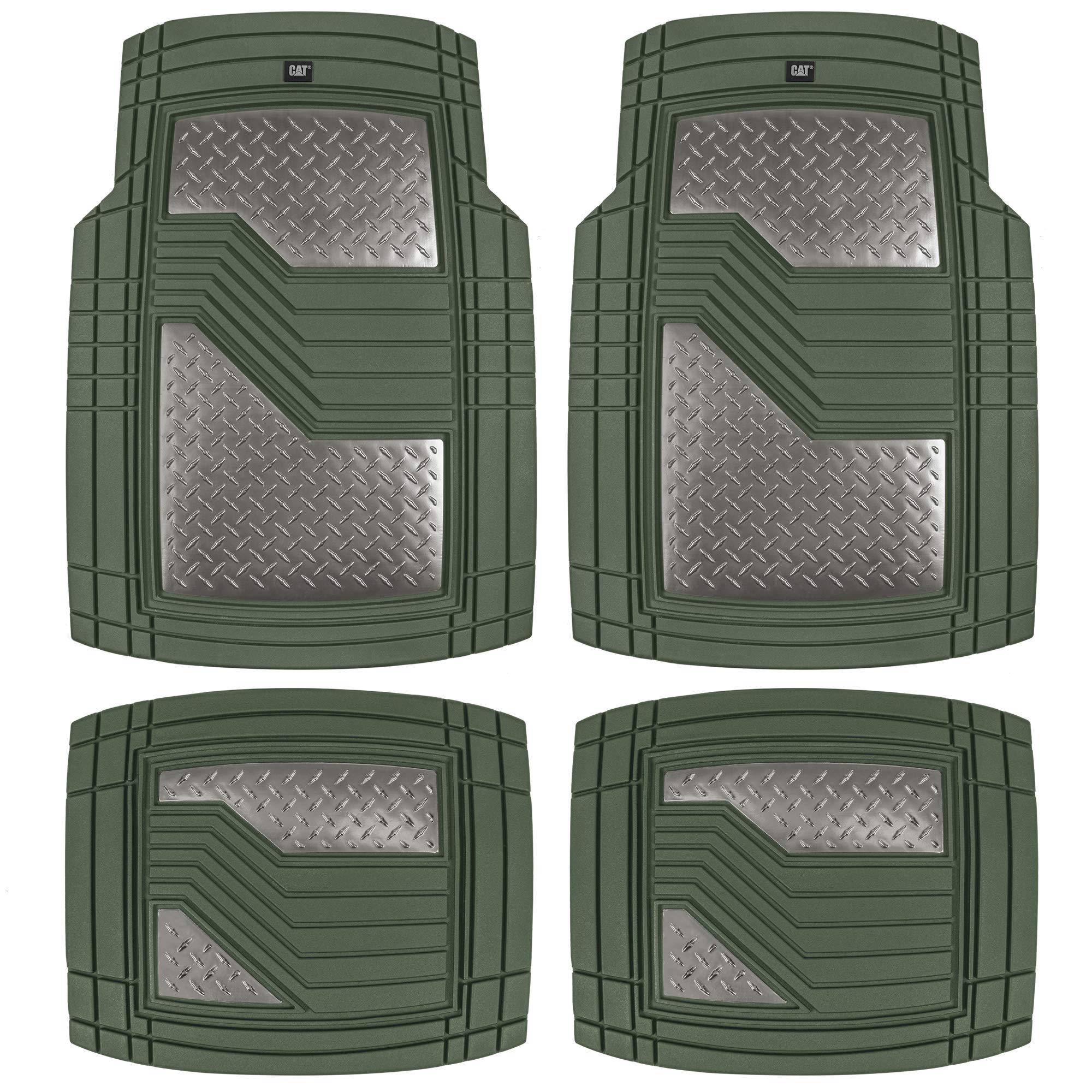 CAT DiamondShield Rubber Floor Mats for Cars, Trucks, SUVs - All Weather Protection Front & Rear Set, Heel Pad & Anti-Slip Backi