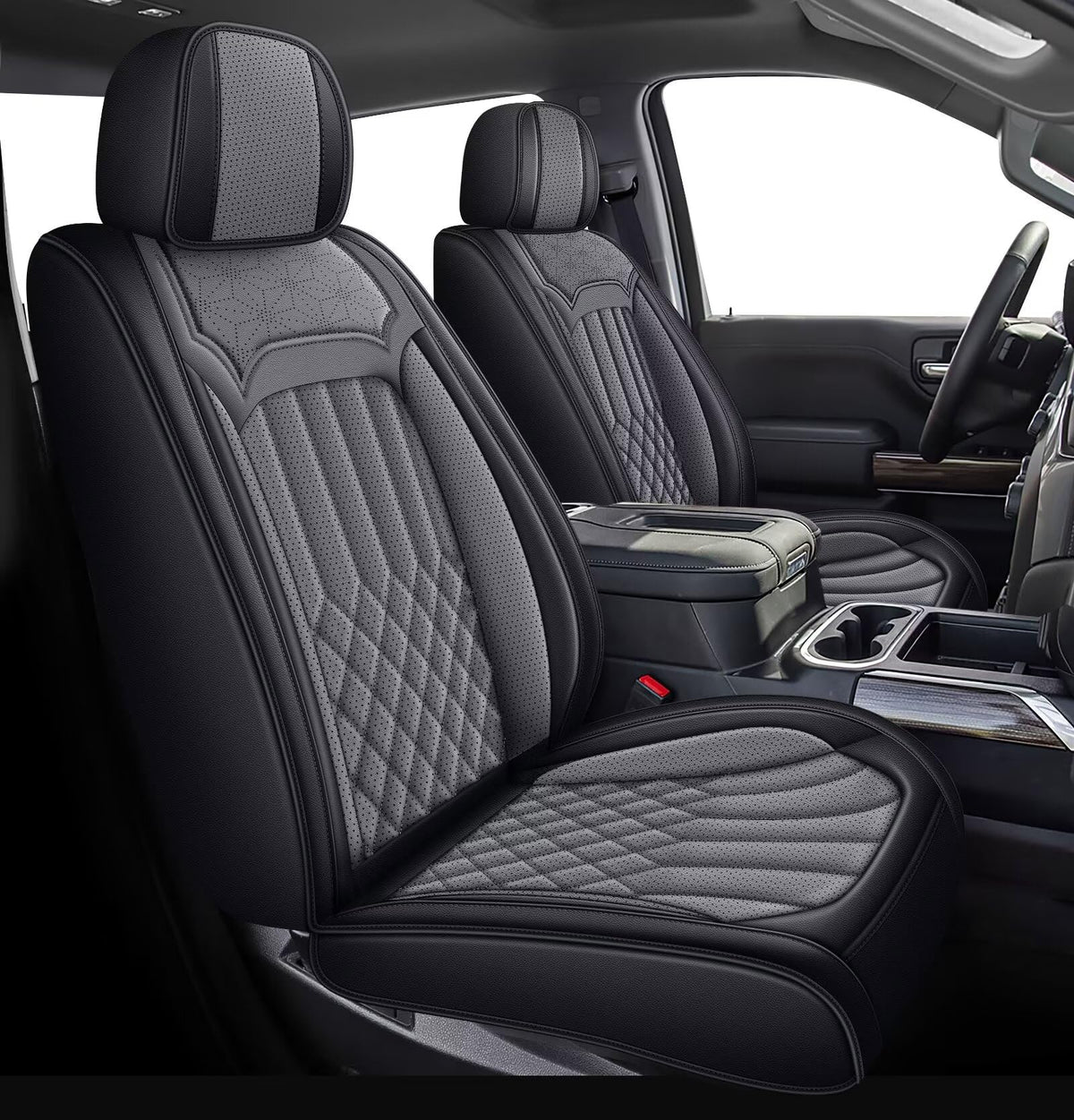 IKABEVEM Seat Covers Fit for 2019-2024 2025 Chevy Chevrolet Silverado GMC Sierra Pickup 1500 2500HD 3500HD Trail Boss Z71 Crew D