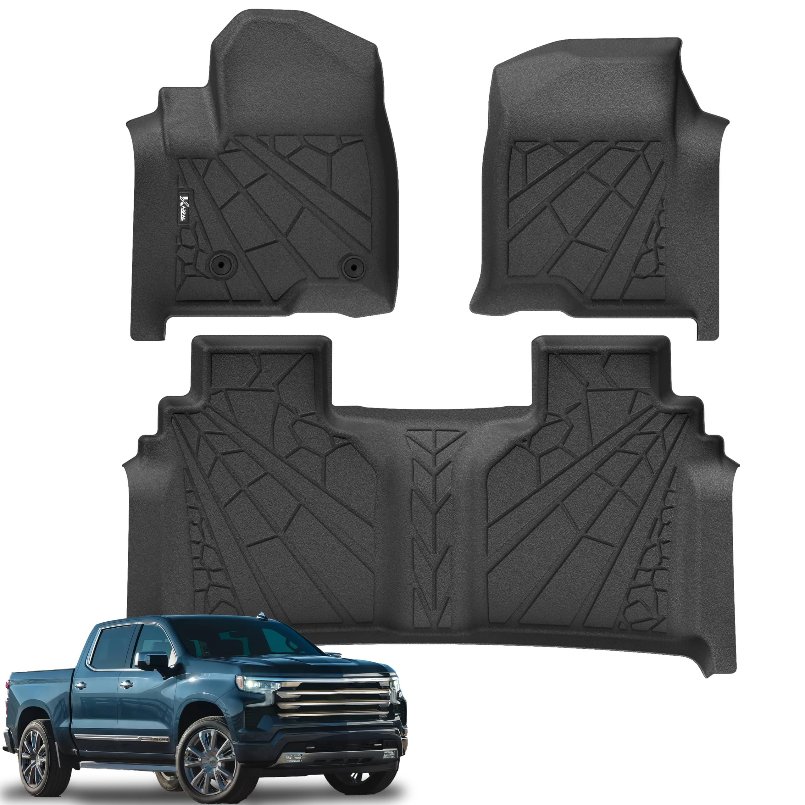 Karpal Floor Mats For 2019-2025 Chevy Silverado 1500/Gmc Sierra 1500, 2020-2025 Chevrolet Silverado/Gmc Sierra 2500Hd/3500Hd Cre
