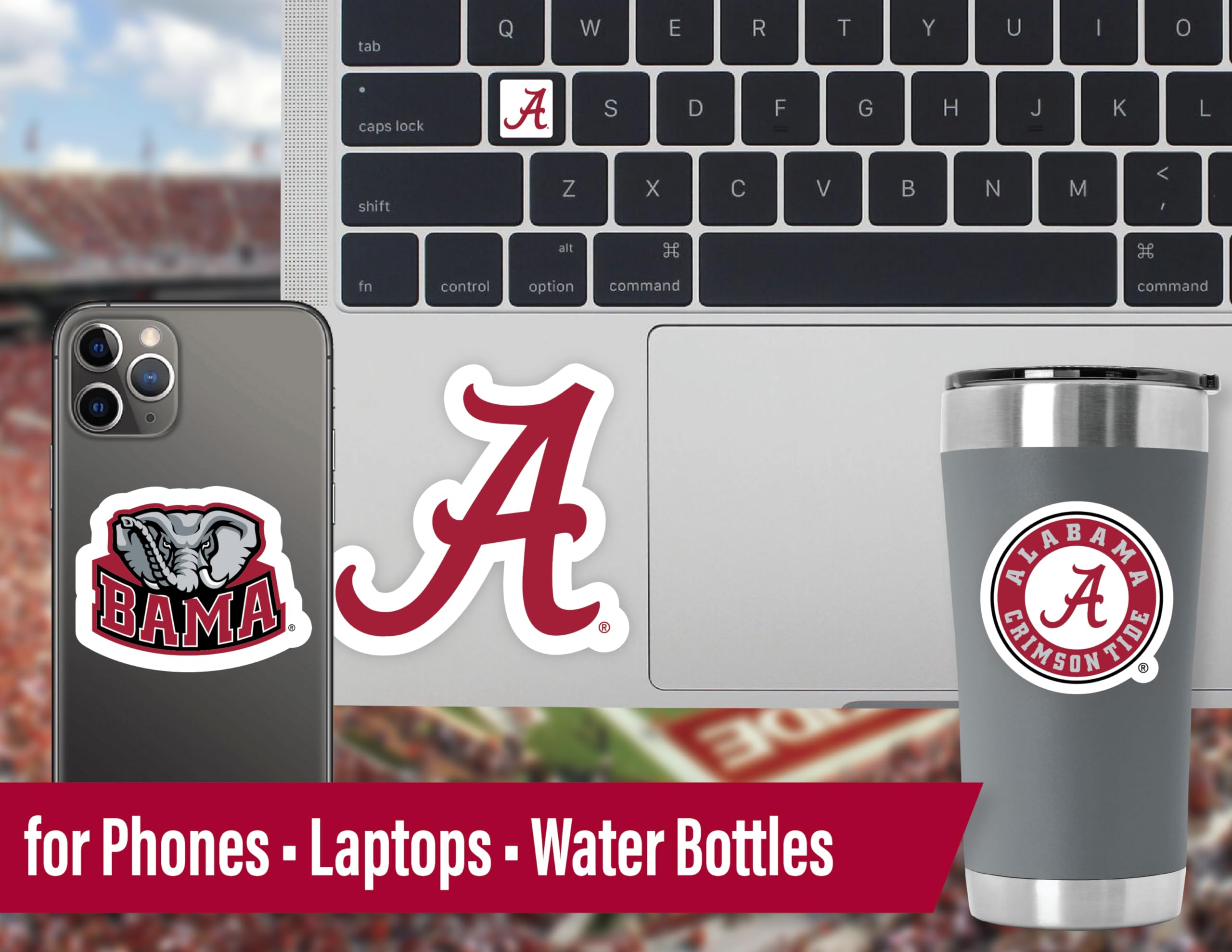 Alabama Crimson Tide Stickers And Decals (14 Pieces) Large, Medium And Small Size Sticker Bundle For Car Window Water Bottle Pho