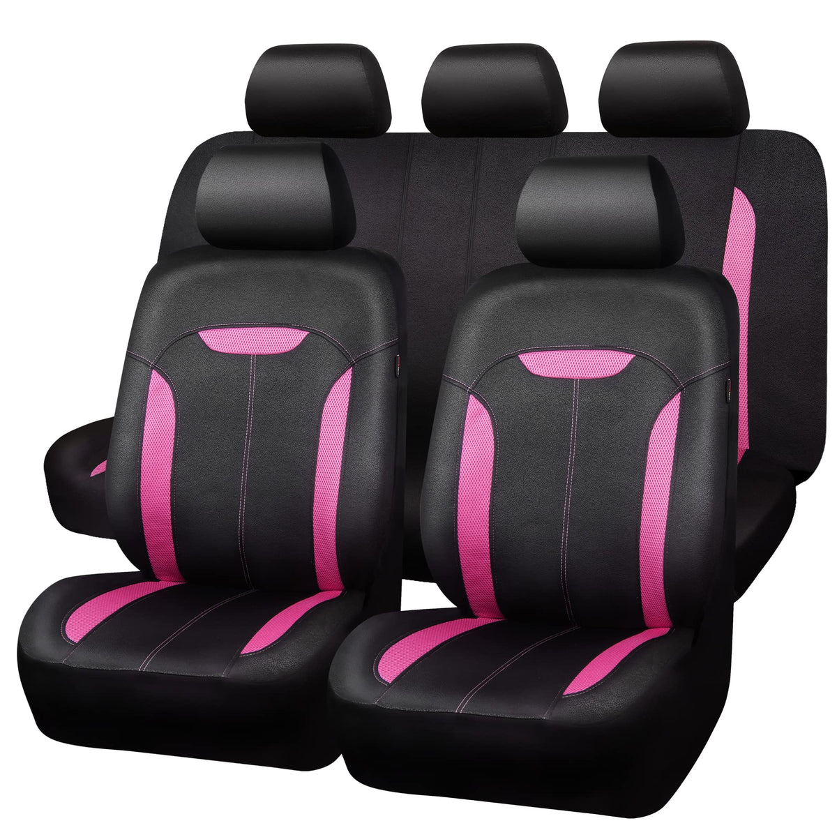 Car Pass 3D Air Mesh & Cloth Leather Grain Breathable Car Seat Covers Full Set, Universal Fit For 95%Automotive Suv Truck Sedan 