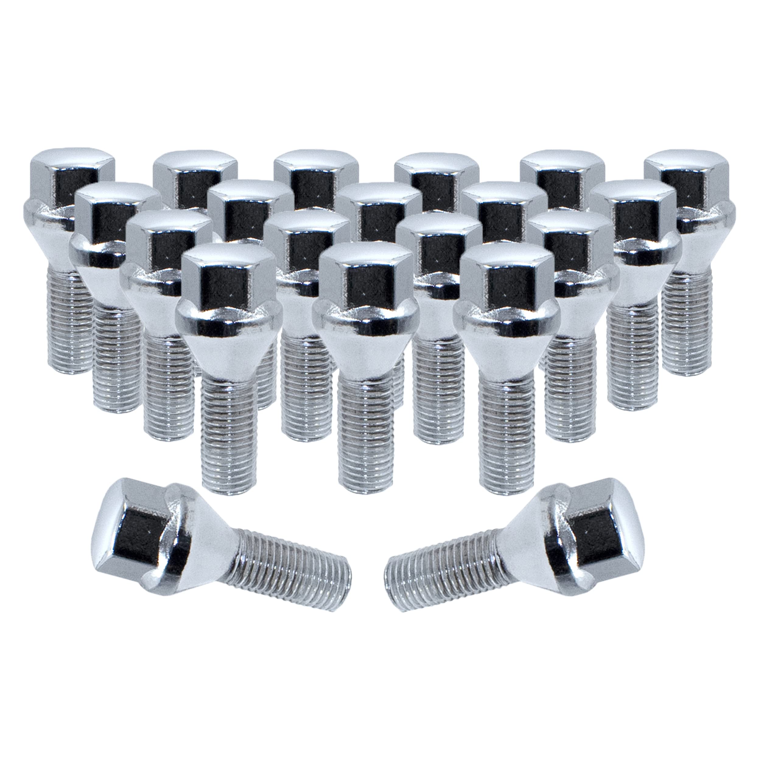 Wheel Accessories Parts 20 Pcs Lug Nut Set M12 X 1.25 12X1.25 Thread Acorn Seat Lug Bolts 17Mm Hex 24Mm Thread Length Chrome Lug Nuts For Jeep Renegade | Fiat 500 500X 500L | 2023+ Dodge Hornet