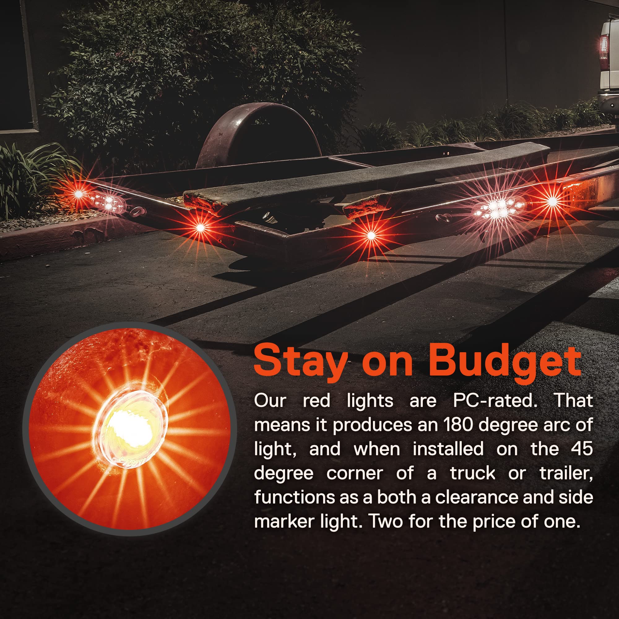 True Mods 2Pc 3/4'' Inch Round Red Trailer 12V Led Marker Light [Dot Fmvss 108] [Sae P2Pc] [Semi-Spherical Output] [Ip67 Waterpr
