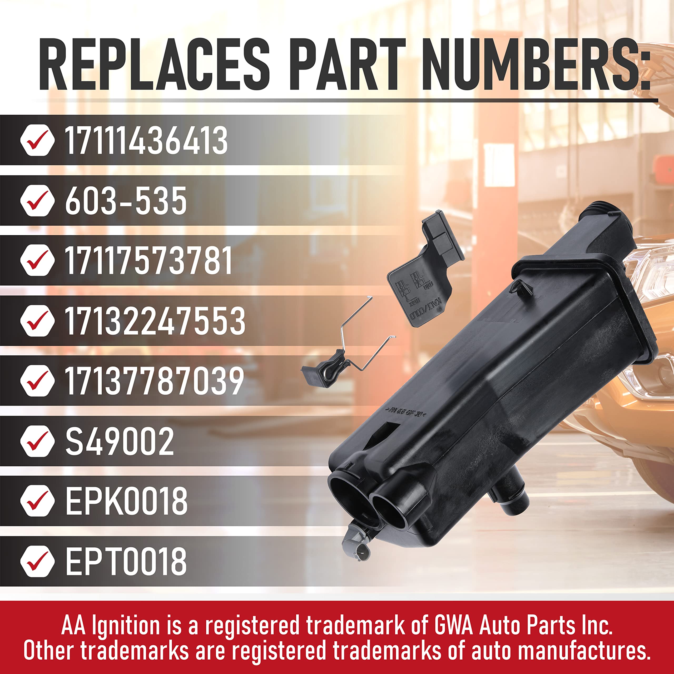 Replacement Radiator Coolant Tank With Cap And Sensor - Compatible With Bmw Vehicles - 320I, 323Ci, 323I, 325Ci, 328Ic, 330Ci, X