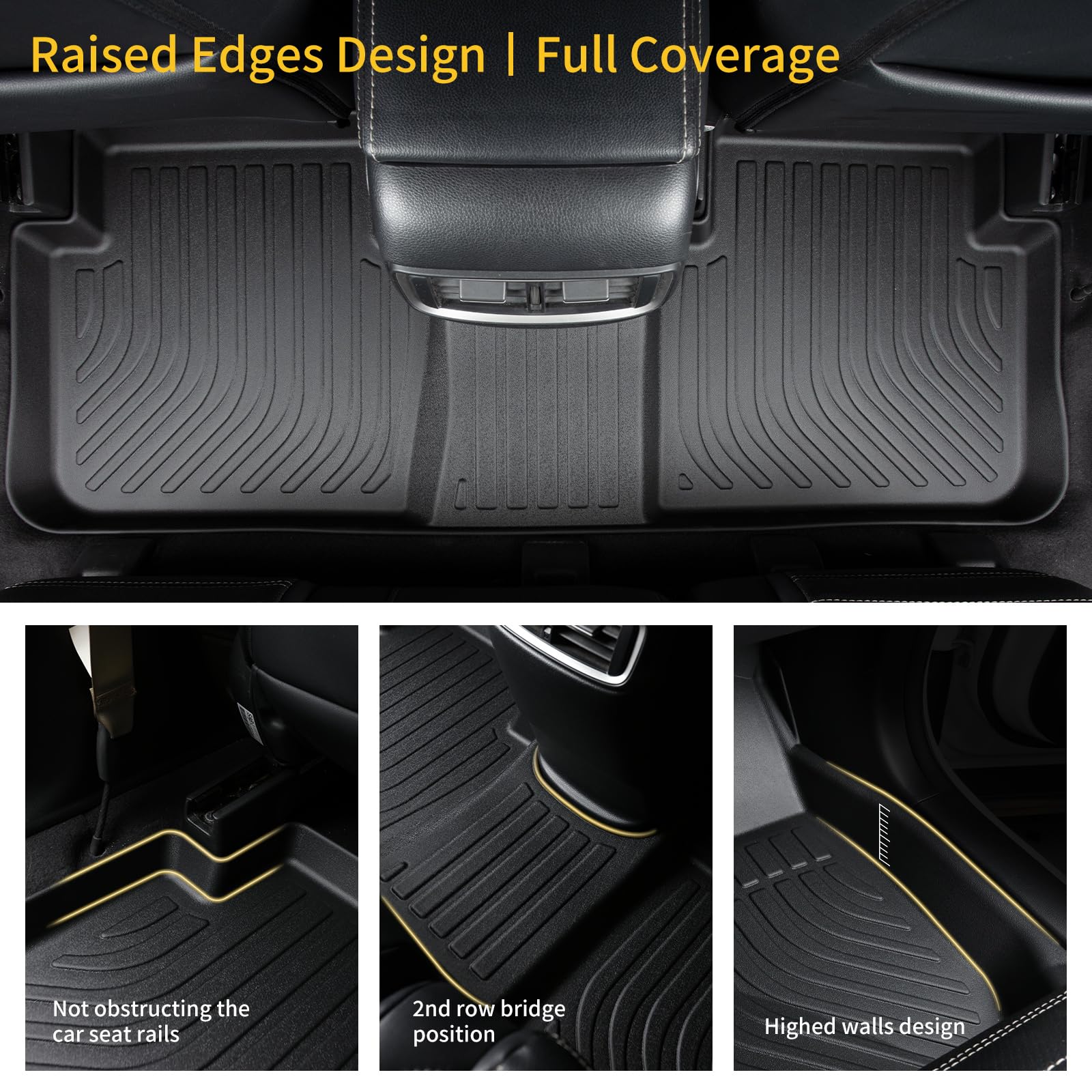 GINOWY- Floor Mats & Cargo Liner for Hyundai Santa Fe 2019-2020, TPE All Weather Protection Santa Fe Car Mats, Non-Slip Trunk Ca