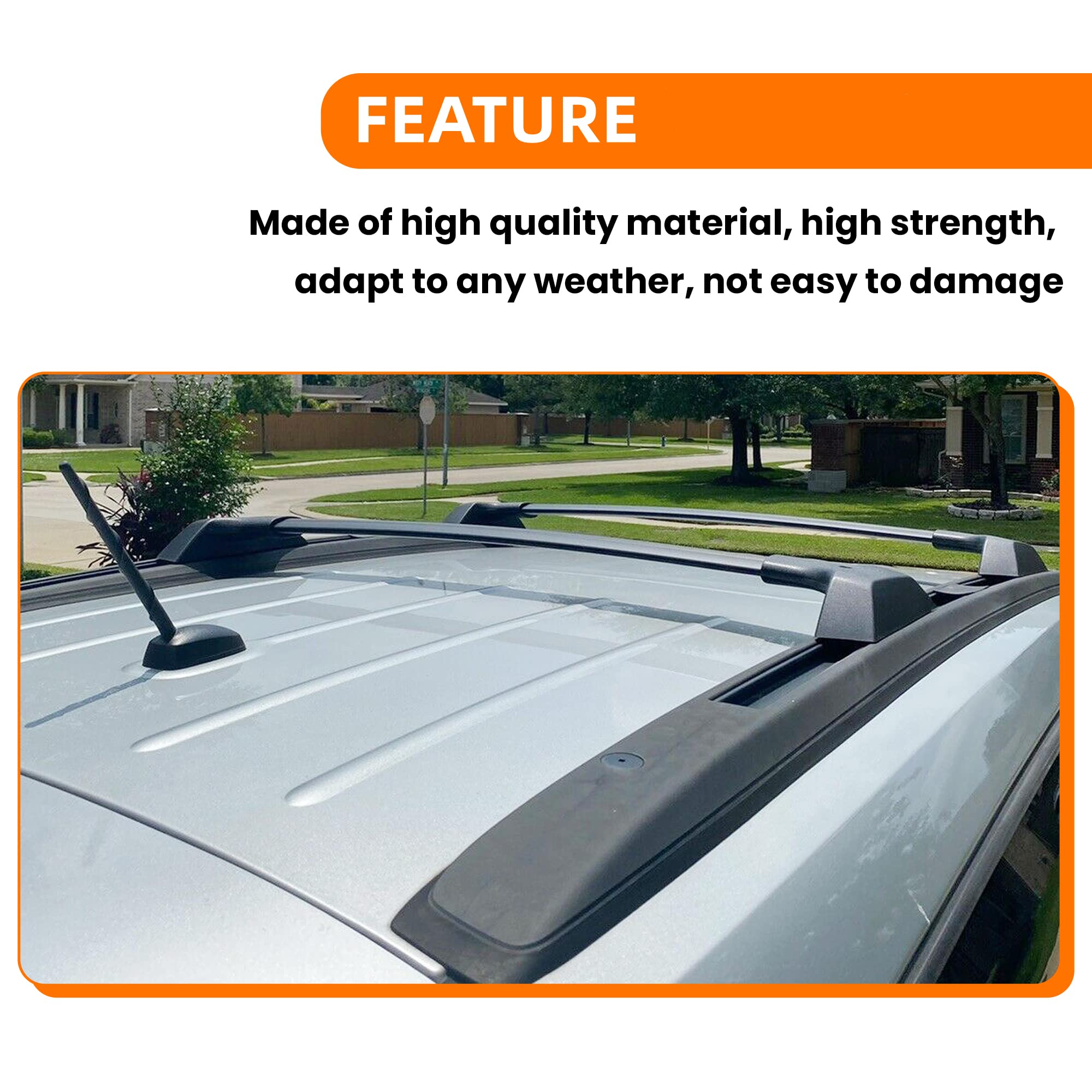 Ecotric Aluminum Roof Rack Cross Bars Compatible With 2009-2017 Chevy Traverse Top Rail Luggage Cargo Carrier (1 Pair) C Channels Are Not Included