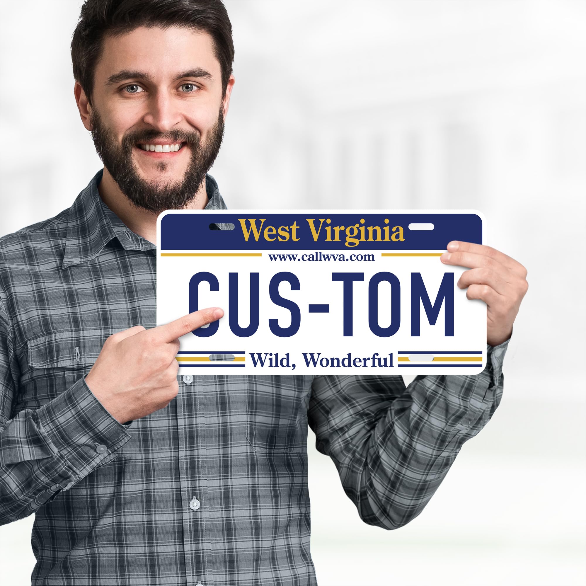 Custom West Virginia License Plate, Personalized License Plates For Car, 6X12 Inch, Rust-Free Fade Resistant Aluminum, Usa Made