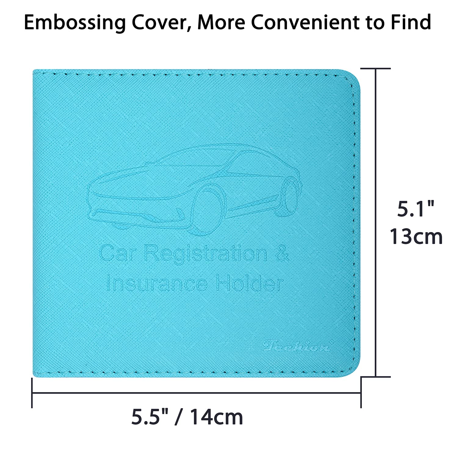 Techion Car Insurance And Registration Holder, 5.5 X 5 Inch Pu Leather Vehicle Glove Box Organizer Wallet Case For Insurance Card, Driver License, Paperwork - Mint Green