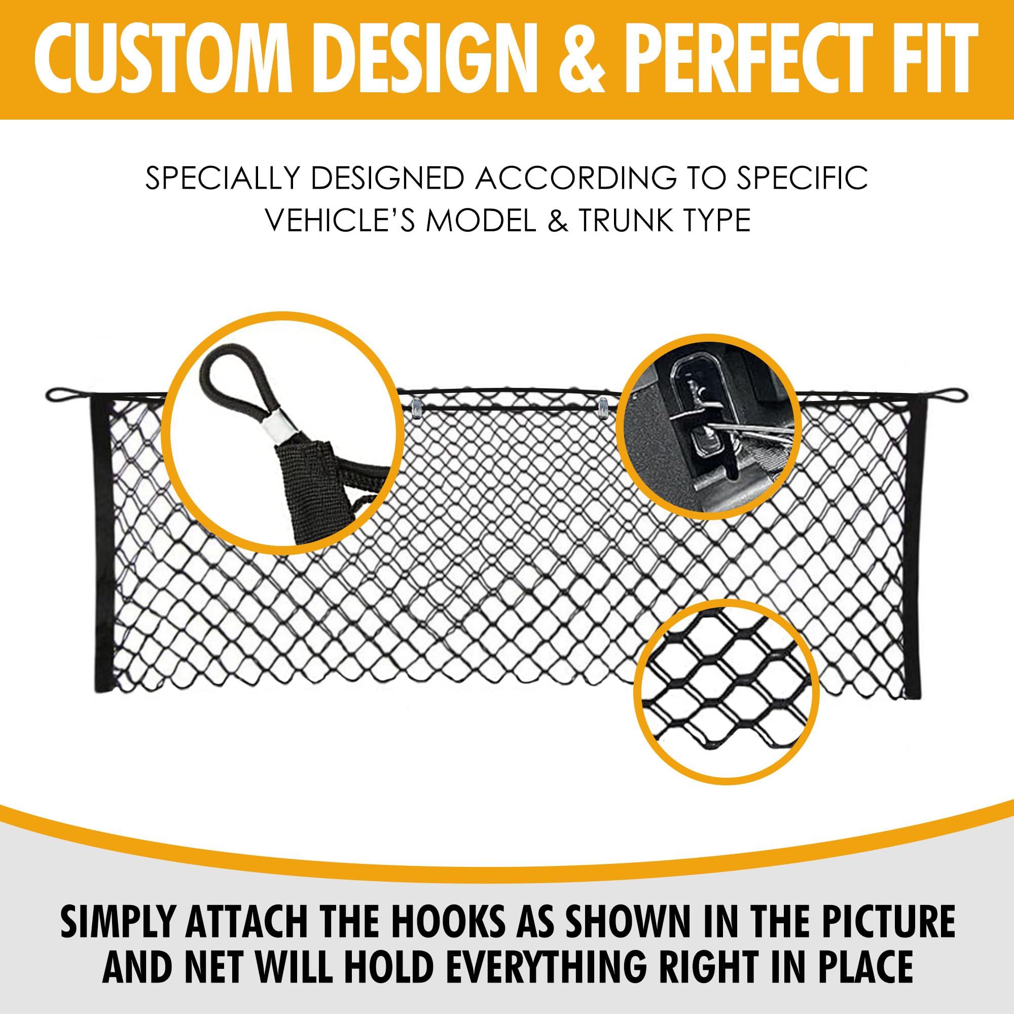 Envelope Style Elastic Trunk Cargo Net For Hyundai Santa Cruz 2022-2024 - Premium Trunk Organizers & Storage - Cargo Net For Pic