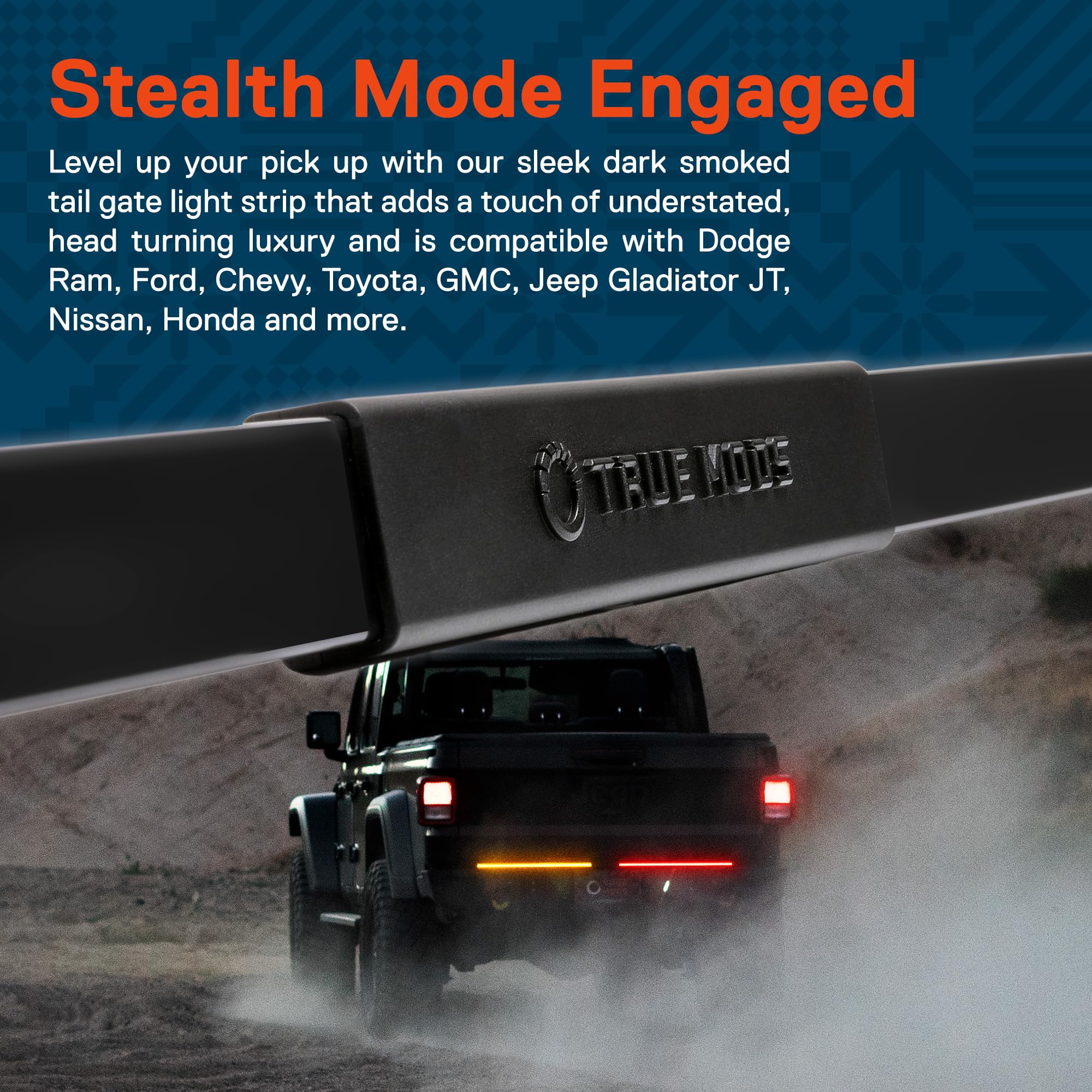 ONLINE LED STORE True Mods 60 Inch Smoked LED Tailgate Light Bar - Amber Sequential Turn Signal & Red Brake Light for Trucks