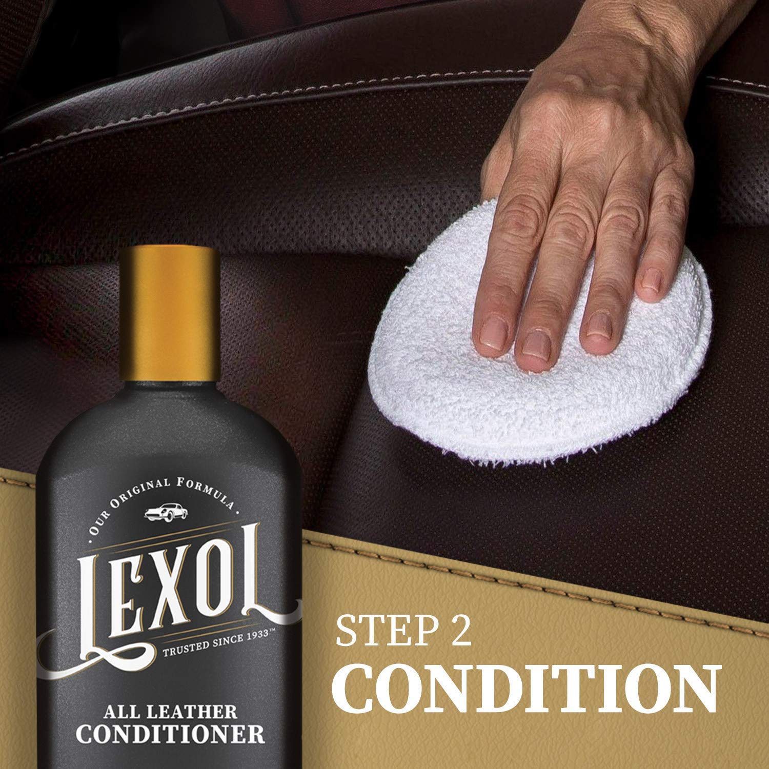 Lexol Leather Care Kit - Conditioner & Cleaner for Car Leather, Furniture, Shoes & Accessories, 16.9 oz Black Bottles with 2 Sponges