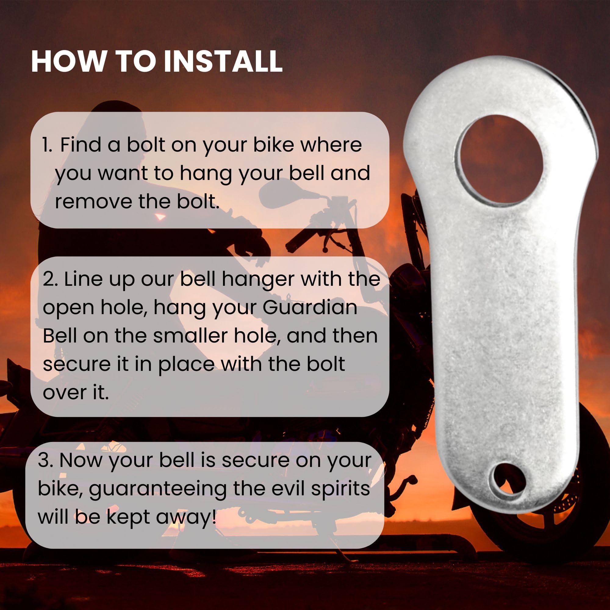 Guardian Bell Hanger Motorcycle Biker Luck Gremlin Riding Bell Hanger (Original Version), Standard, Silver