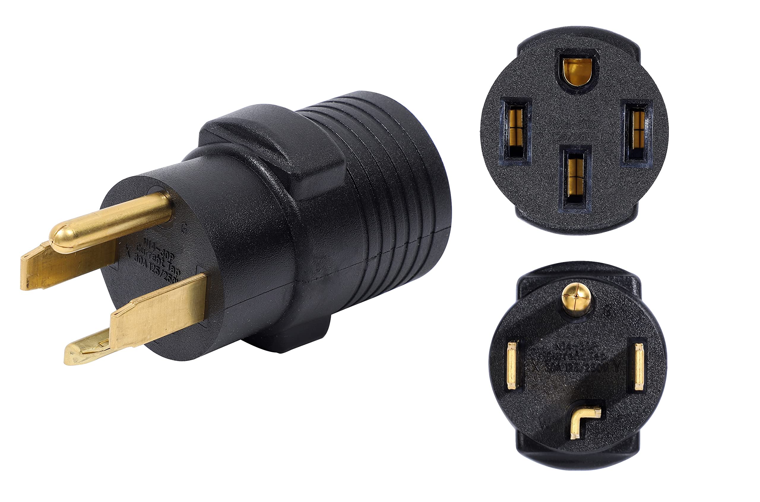 Onetak Nema 14-30P To 14-50R Compact 120V/240V 30 Amp 4 Prong Male Plug To 50 Amp 4 Prong Female Receptacle Generator Welder Dry