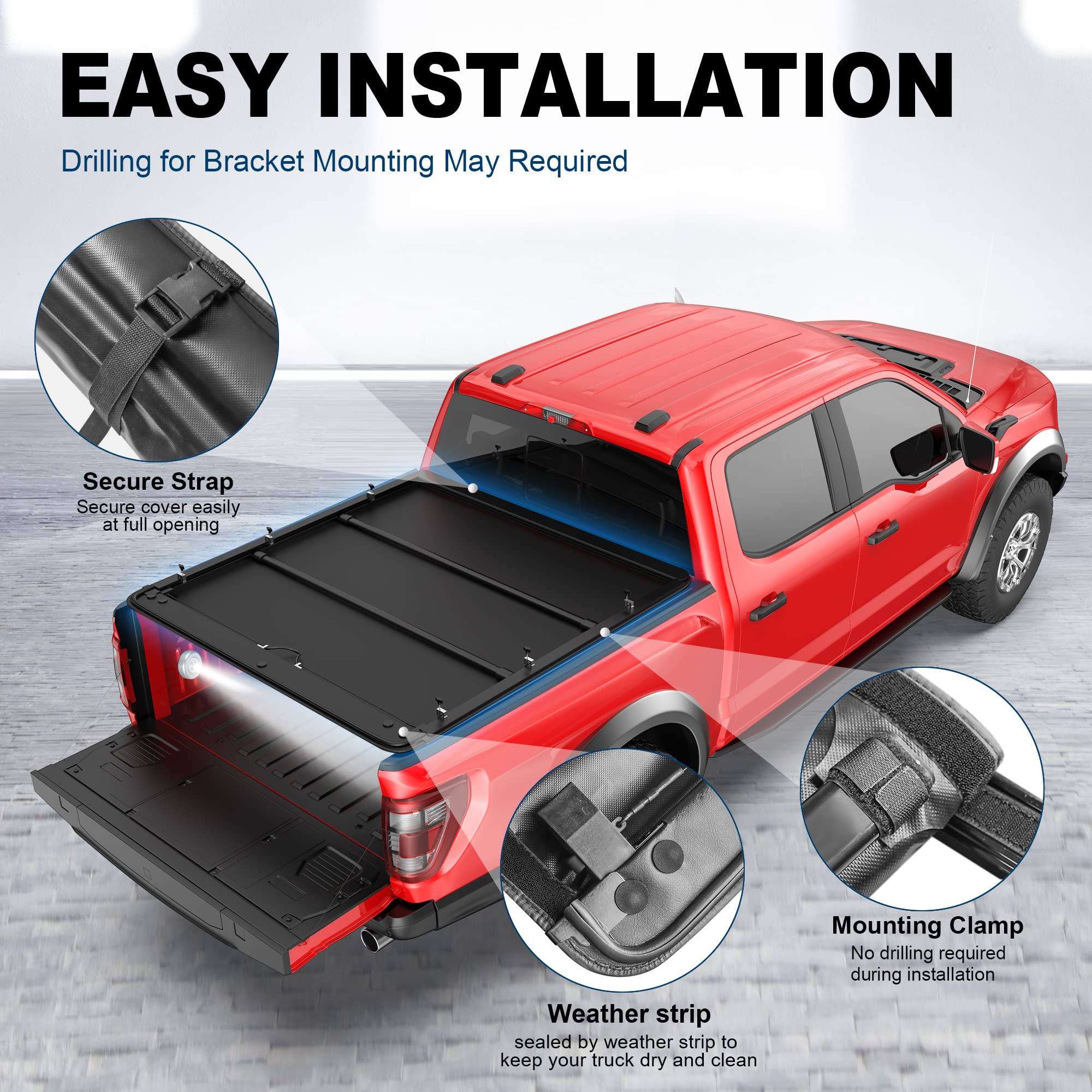 Mostplus Roll-Up Soft Vinyl Truck Bed Tonneau Cover Compatible For 2009-2025 Ford F150 F-150 Short Bed On Top (5.5 Ft Feed Bed)