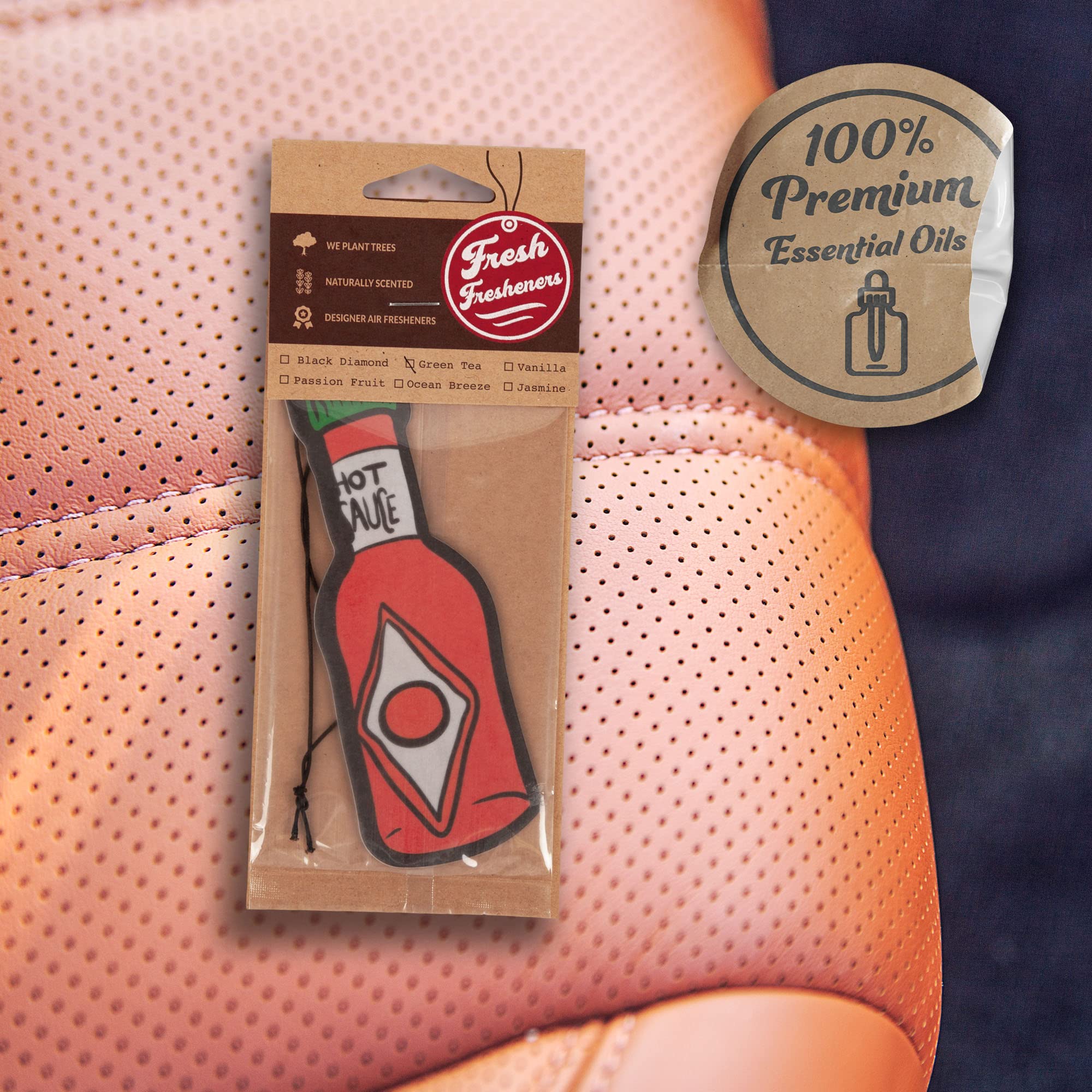 Hot Sauce Car Air Freshener 3 Pack Scented With Essential Oils (3 Pack)