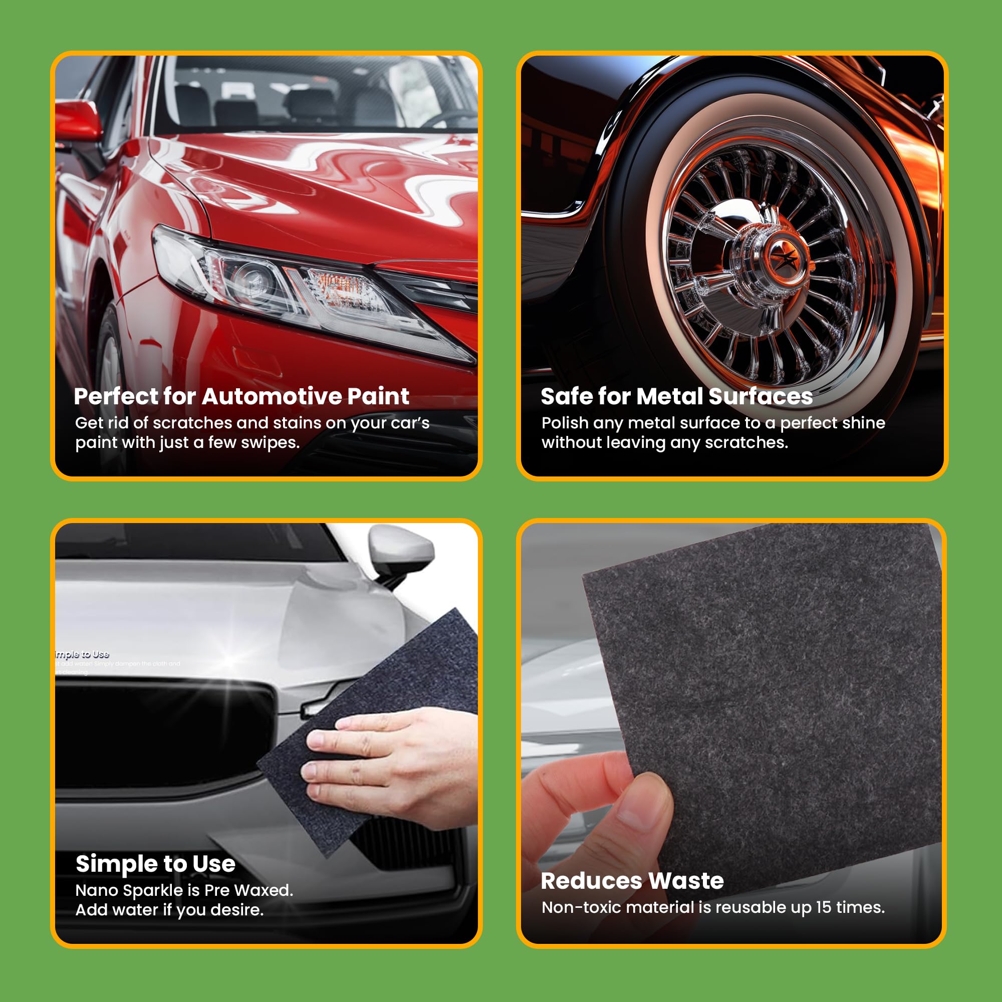 FREEZE2TRIM Breathe Green Nano Sparkle Cloth Car Scratch Remover, Advanced Nanotechnology, Nanosparkle Cloth for Car Scratches R