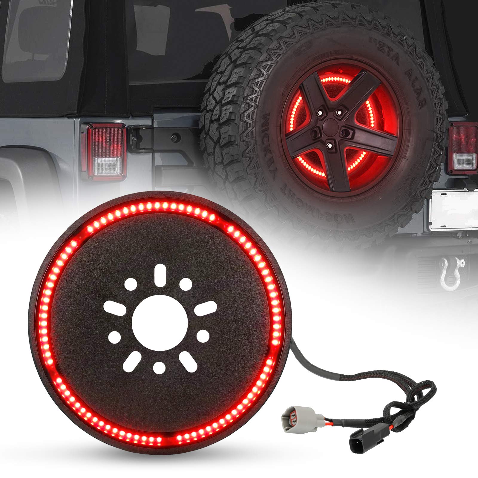 SUPAREE (Plug and Play Spare Tire Brake Light Wheel Light 3rd Third Brake Light fit for Wrangler 2007-2017 JK JKU YJ TJ,Red Ligh