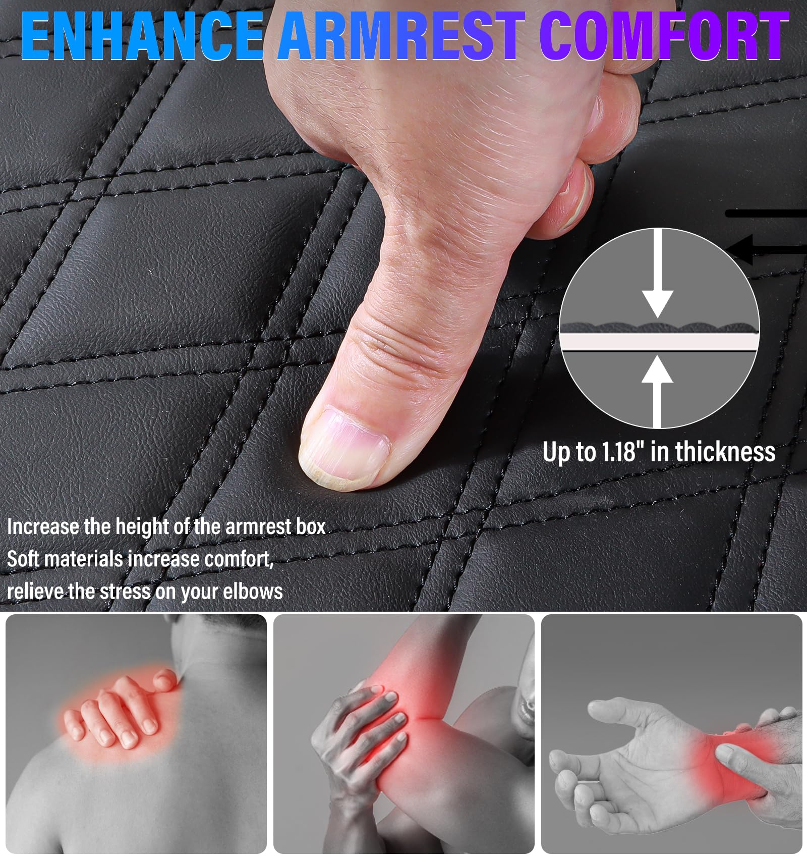 Thickened Center Console Armrest Cover With Hidden Pockets For 2015-2025 F150 Accessories, 2017-2025 F250 F350 F450, Pu Leather
