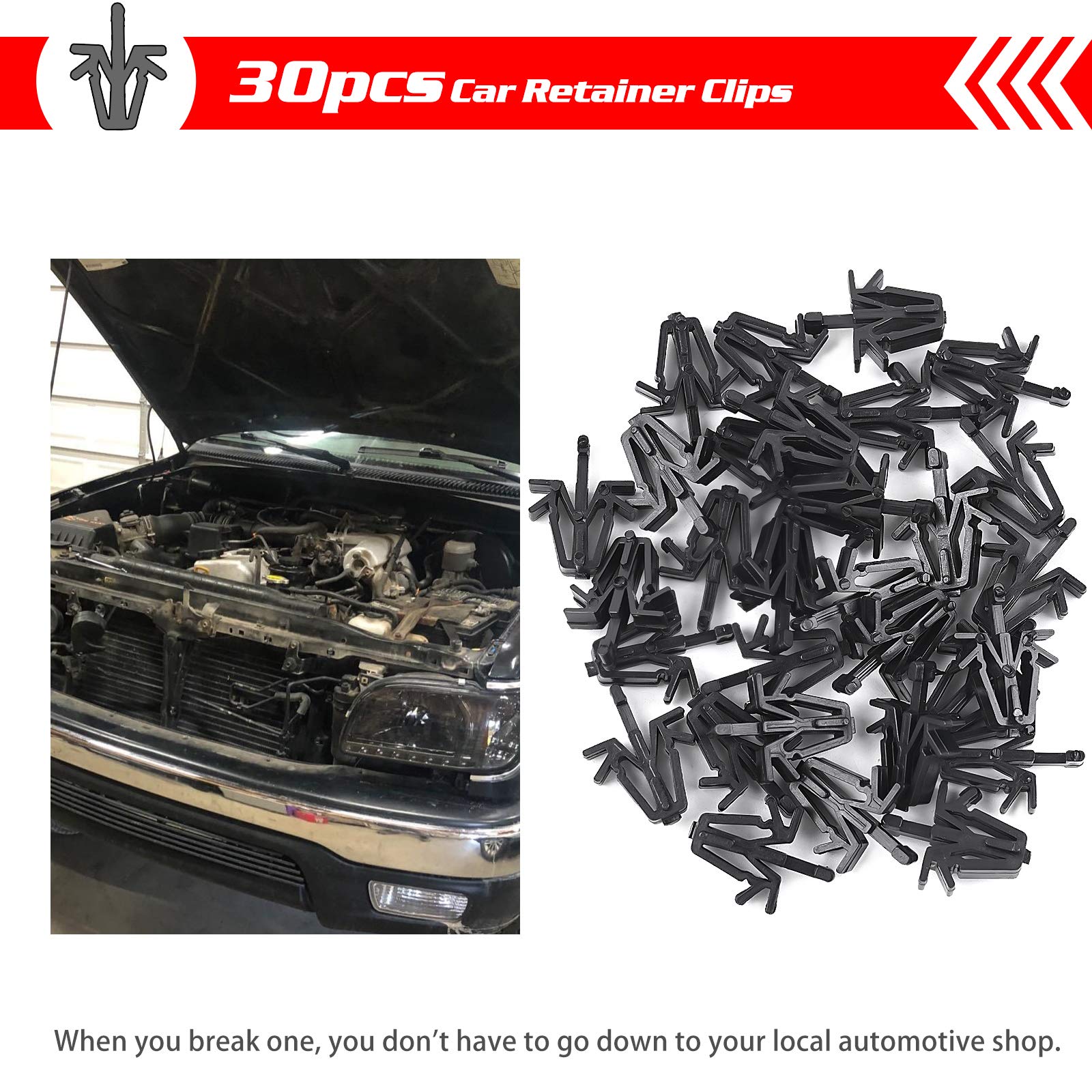 OTUAYAUTO 30PCS Grill Clips Retainer - Length 17mm Interior Trim Panel Grille Fastener Replacement for Toyota 4Runner 89-02, Pic