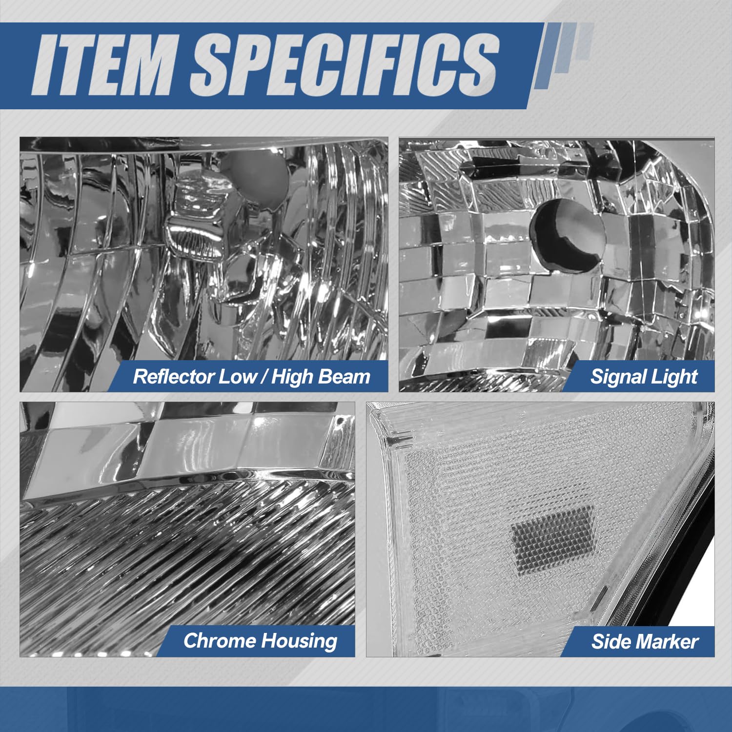 Auto Dynasty Halogen Model Headlights Assembly Compatible With Ford F-250 F-350 F-450 F-550 Super Duty 11-16, Chrome Housing Cle