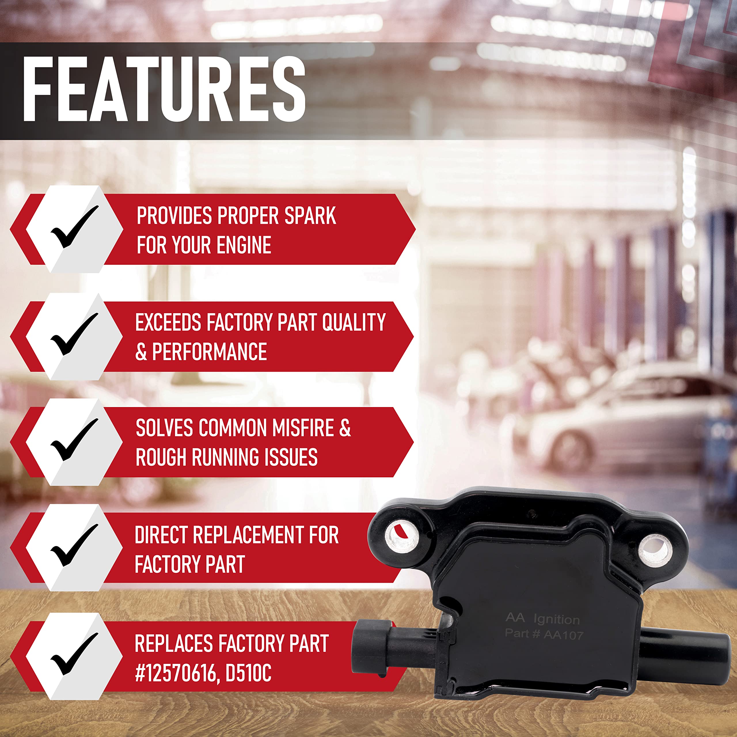 Ignition Coil Pack - Replaces 12570616, D510C - Compatible With Chevrolet, Gmc, Cadillac 5.3L, 6.0L V8 & More - G8, Grand Prix,