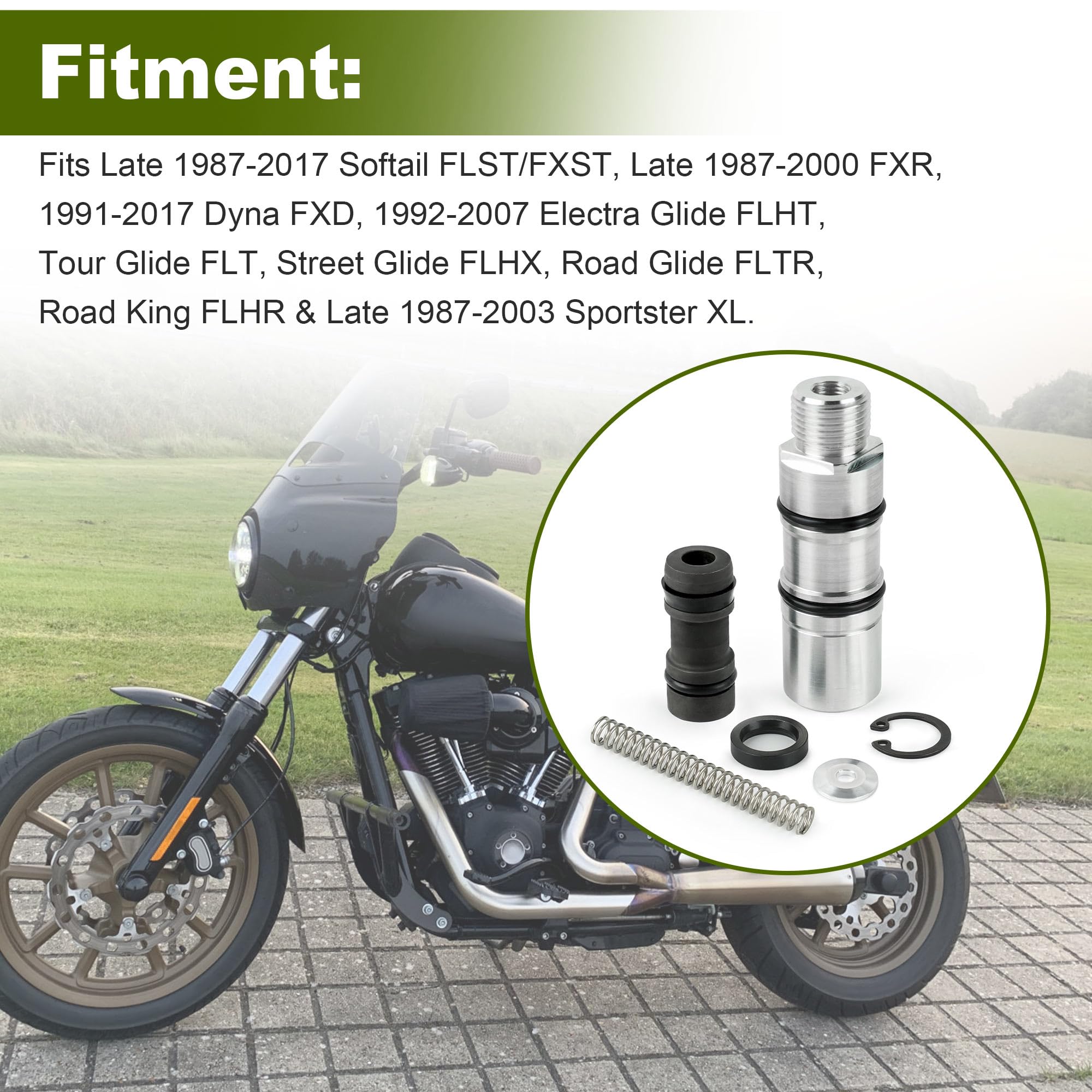 Rear Brake Master Cylinder Rebuild Kit for 1987-2017 Softail, 1987-2000 FXR,1991-2017 Dyna,1992-2007 Electra Glide/Tour Glide/St
