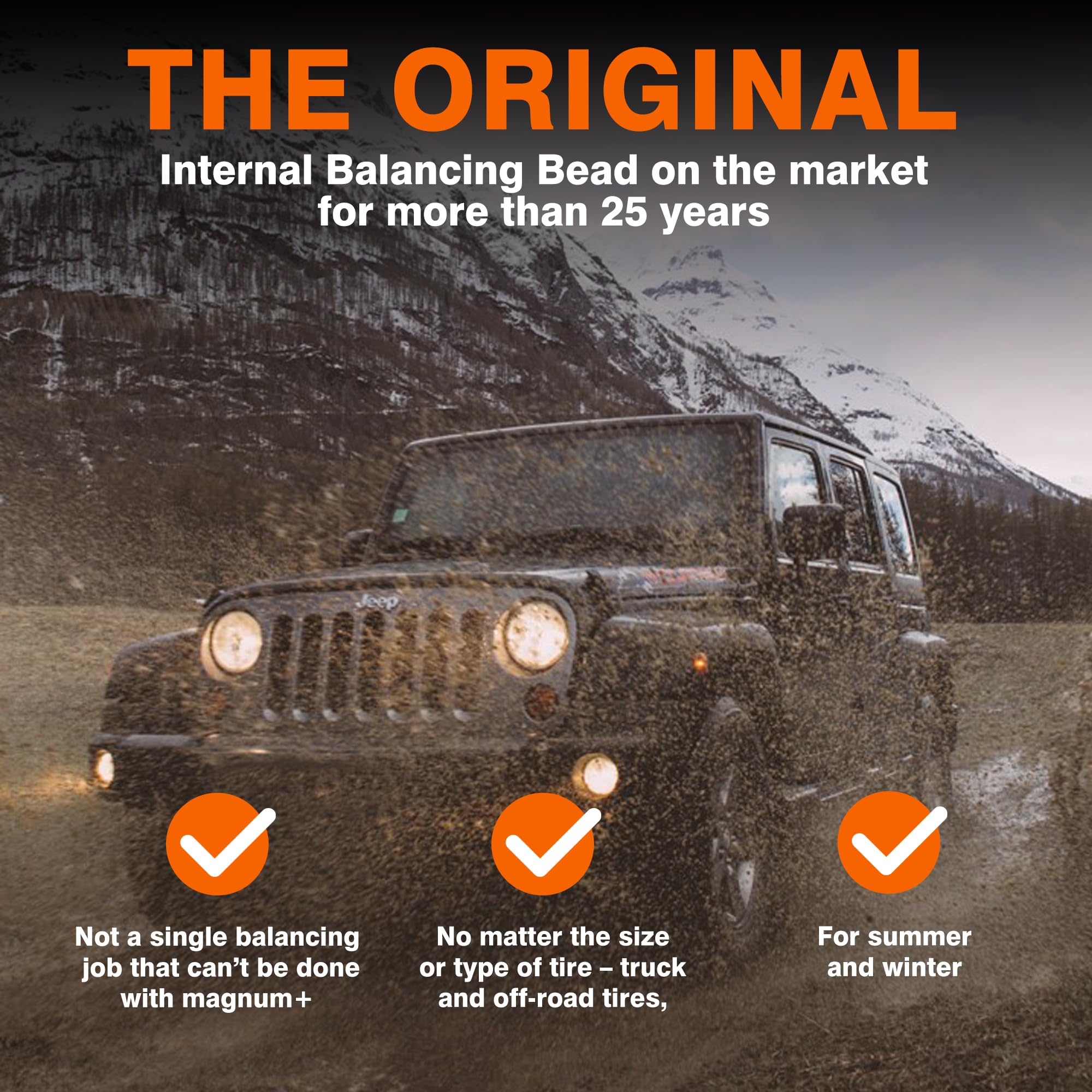 magnum+ Tire Balancing Beads for Trucks, Trailer, Off-Road Vehicles - TPMS Compatible Tempered Glass Wheel Balance Beads - One B