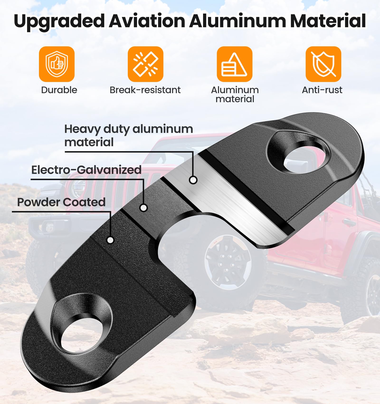 Upgrade Aluminum Alloy Sun Visor Repair Kit Heavy Duty Visor Mounting Clips Compatible with Jeep Wrangler JK JKU 2018/ Wrangler