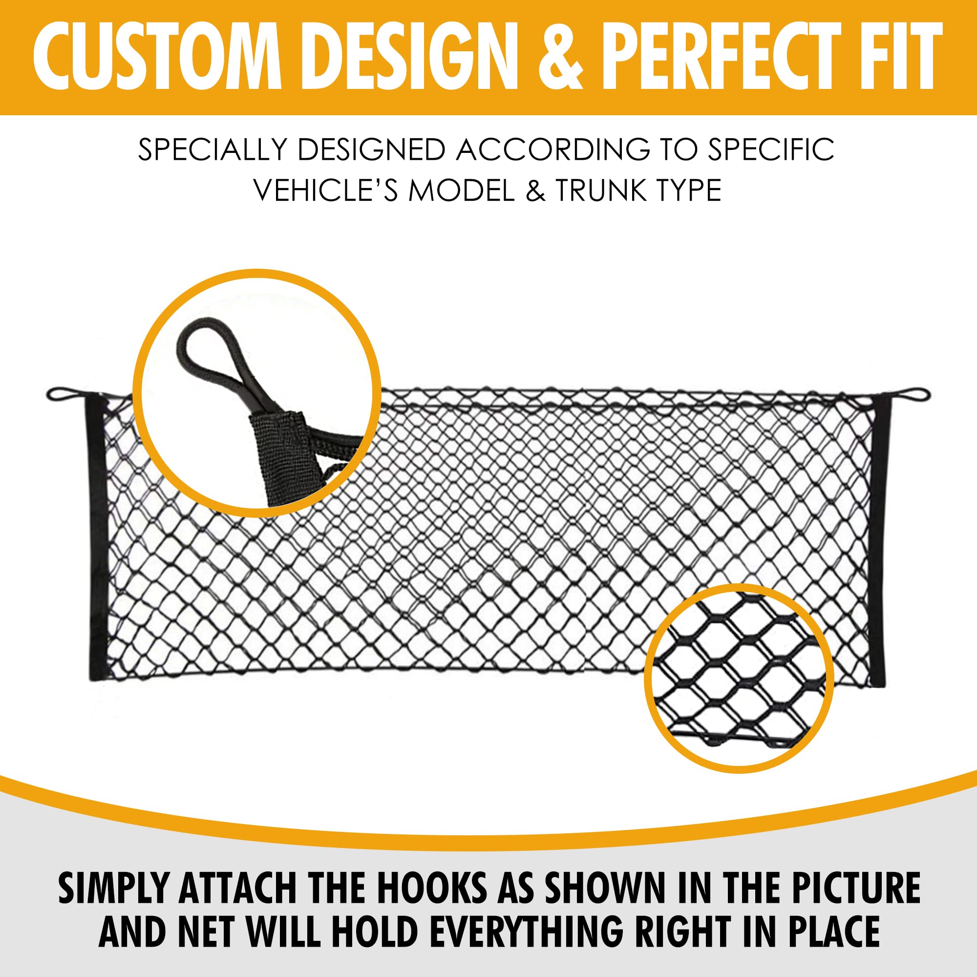 Envelope Style Trunk Mesh Cargo Net For Ford F150 2015 - 2024 Car Accessories - Premium Trunk Organizers and Storage - Cargo Bed