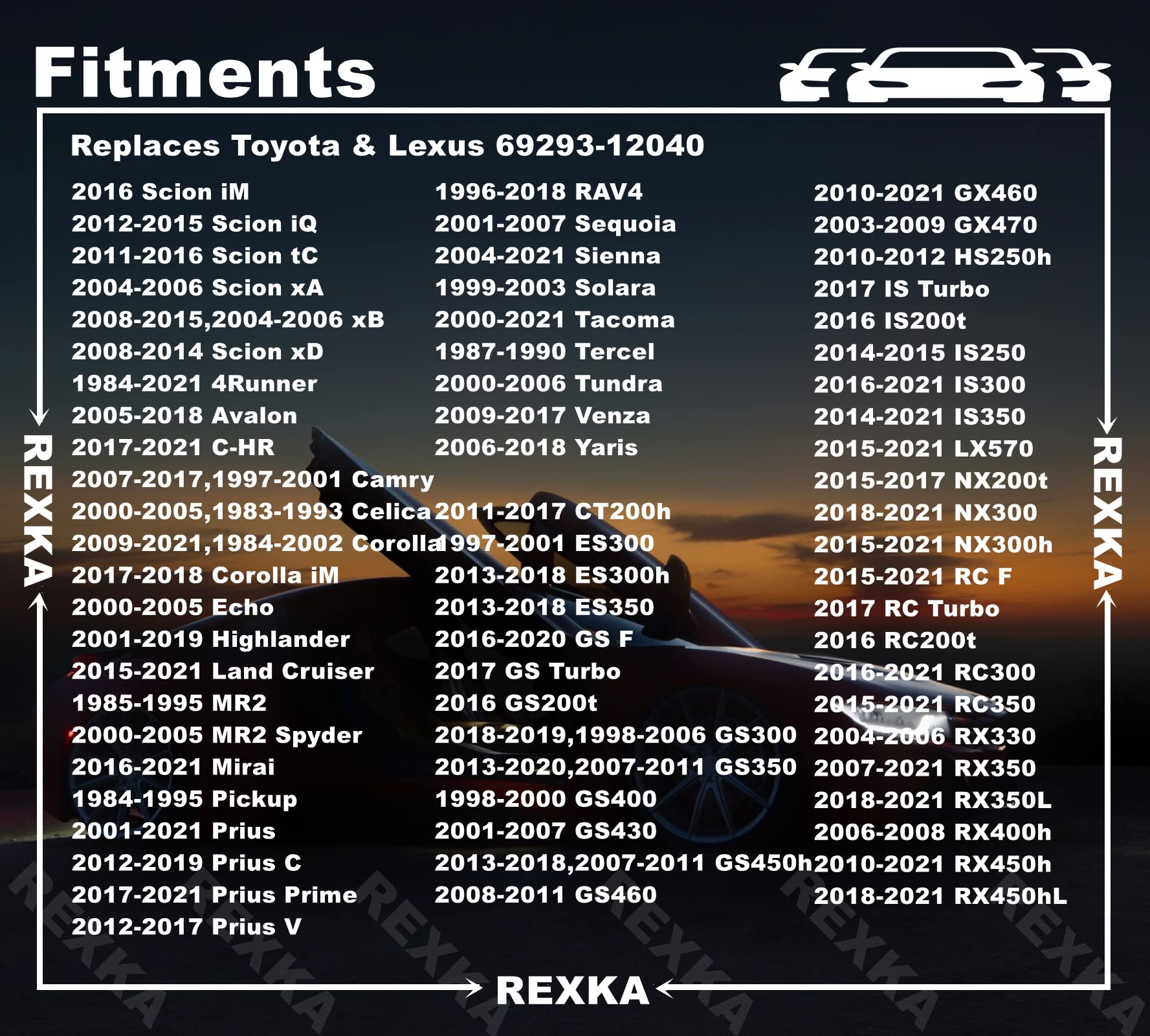 Rexka 10 Sets Tailgate Door Handle Door Lock Rod Clip Set 5 Mm Rod Size For Lexus Toyota 69293-12030 69293-12040 Camry, Celica,