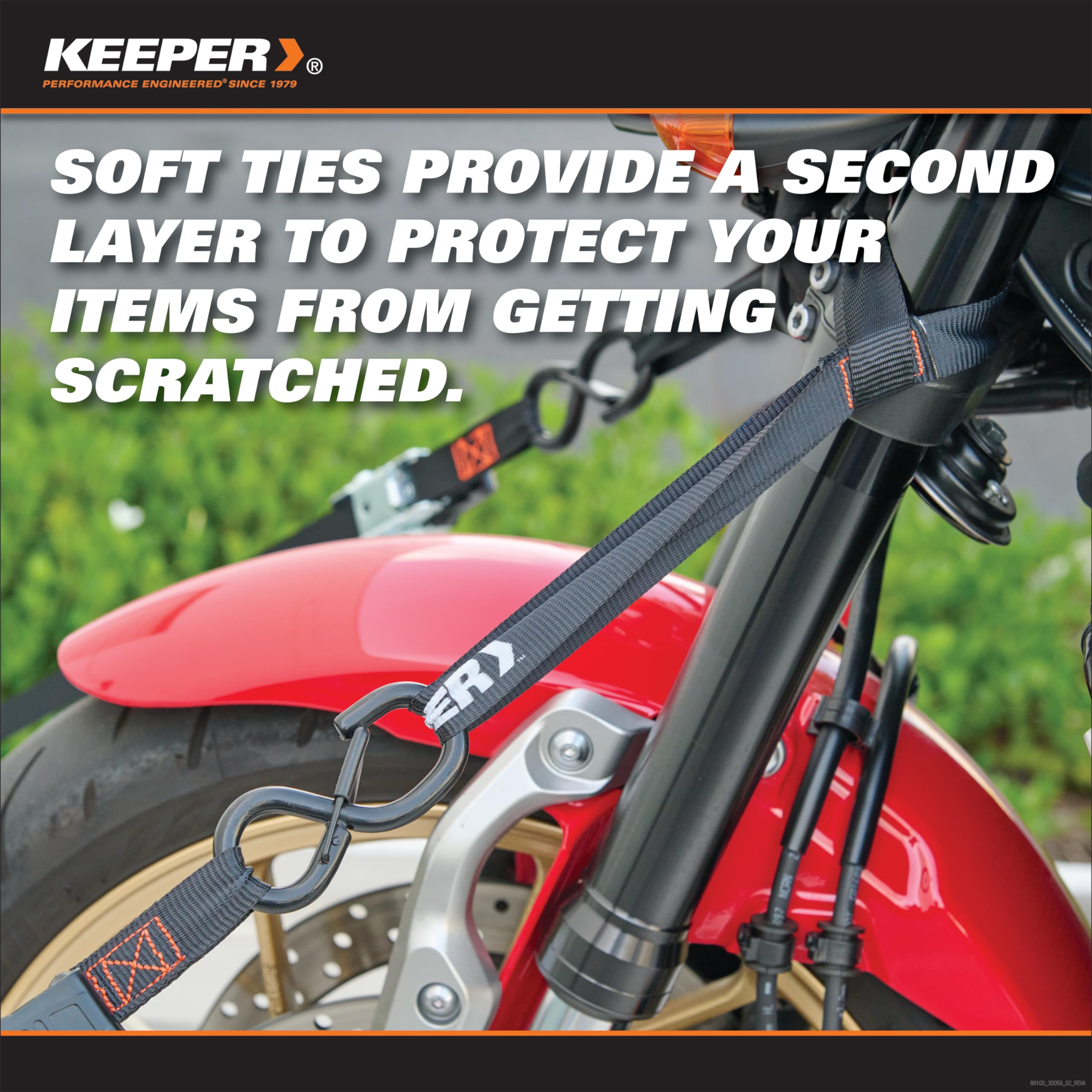 Keeper Ratchet Tie Down Kit (4PK) - 1800lb Max Break Strength, Includes (4) Premium 1'' x 15' Rachet Tie Down Straps with Padded