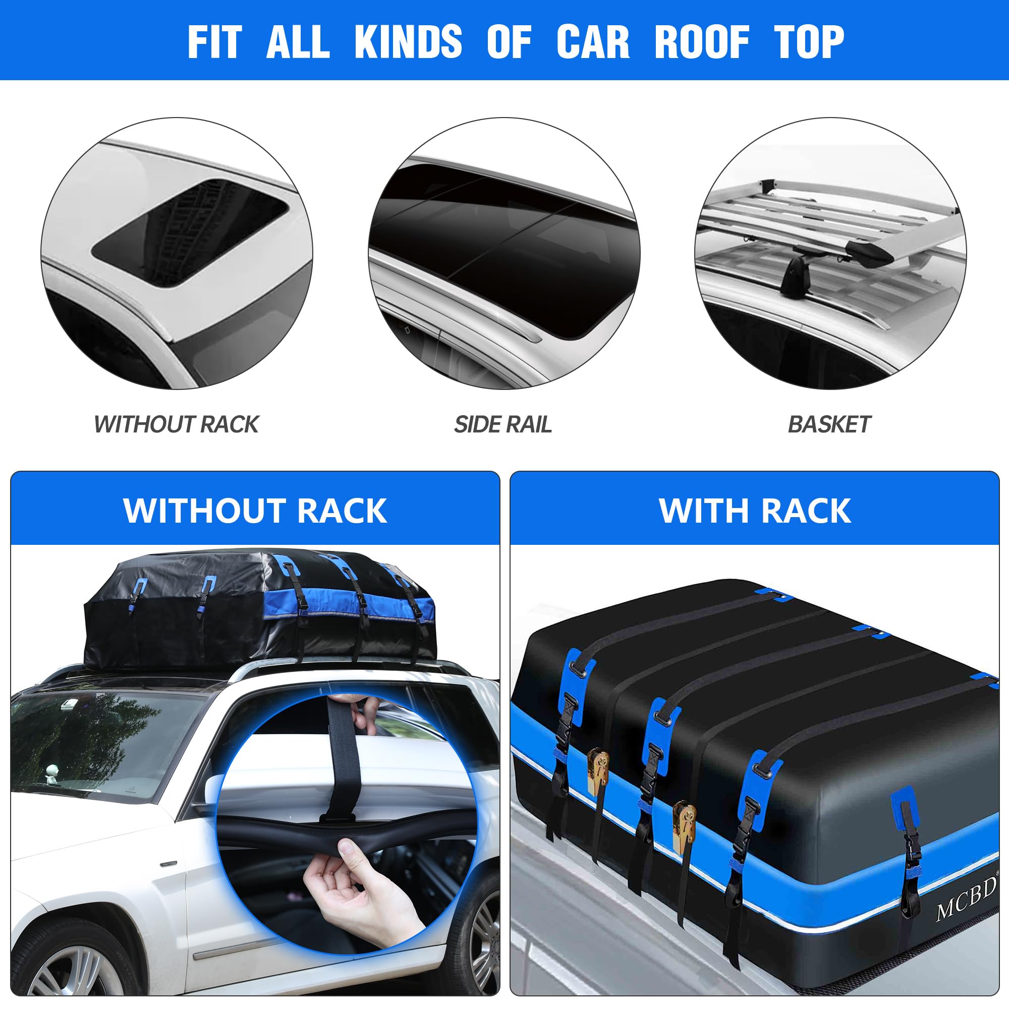 40 Cubic Feet Rooftop Cargo Carrier Bag, Waterproof Soft-Shell Car Roof Bag for All Vehicles SUV with/Without Rack, Car Top Lugg