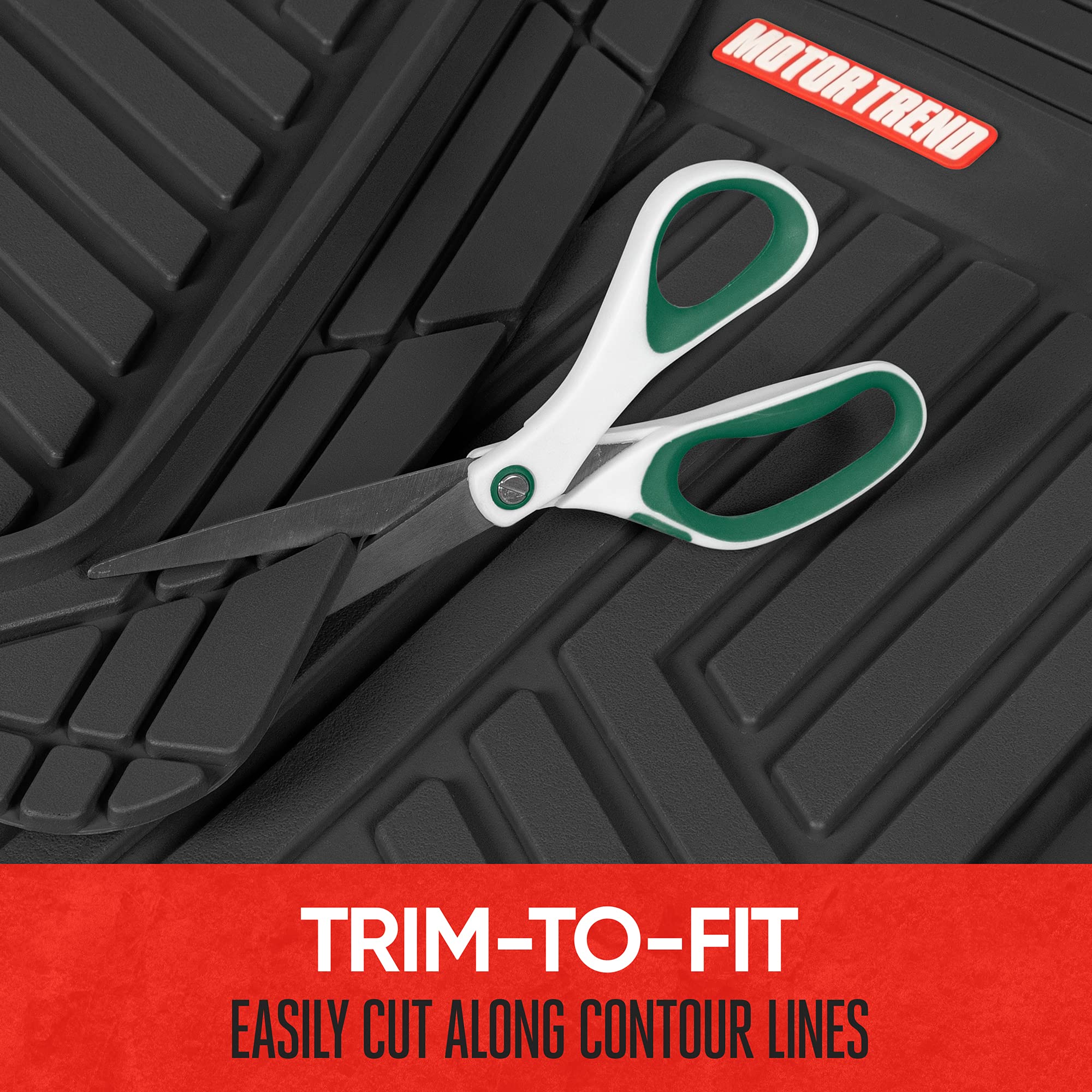 Motor Trend FlexToughXL Floor Mats for Cars Full Set, All-Weather Rubber Automotive Floor Mats, Waterproof Heavy Duty Car Mats,